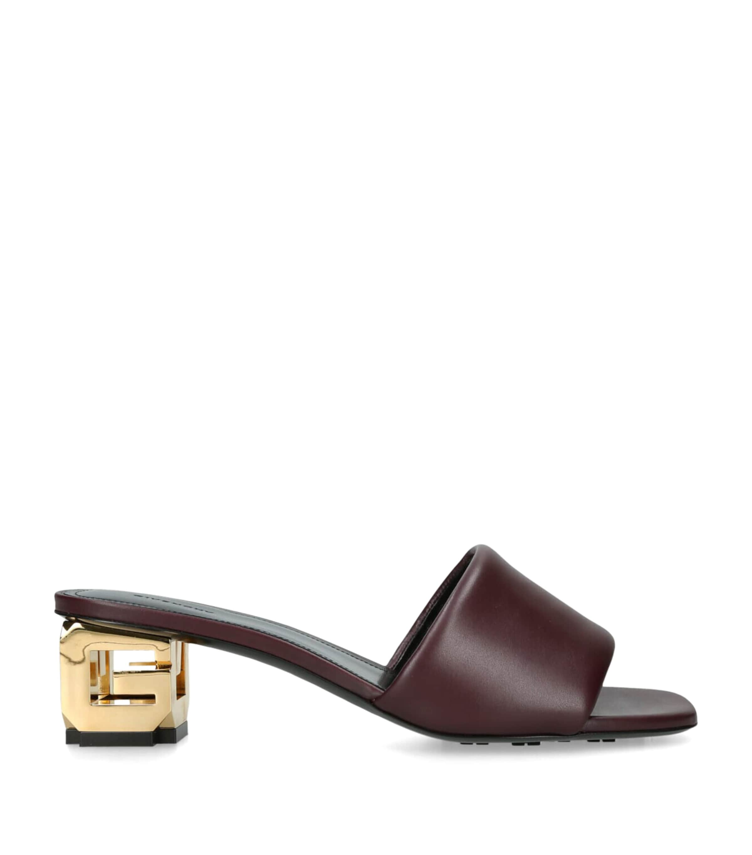 Givenchy Leather G Cube Mules 45 In Burgundy