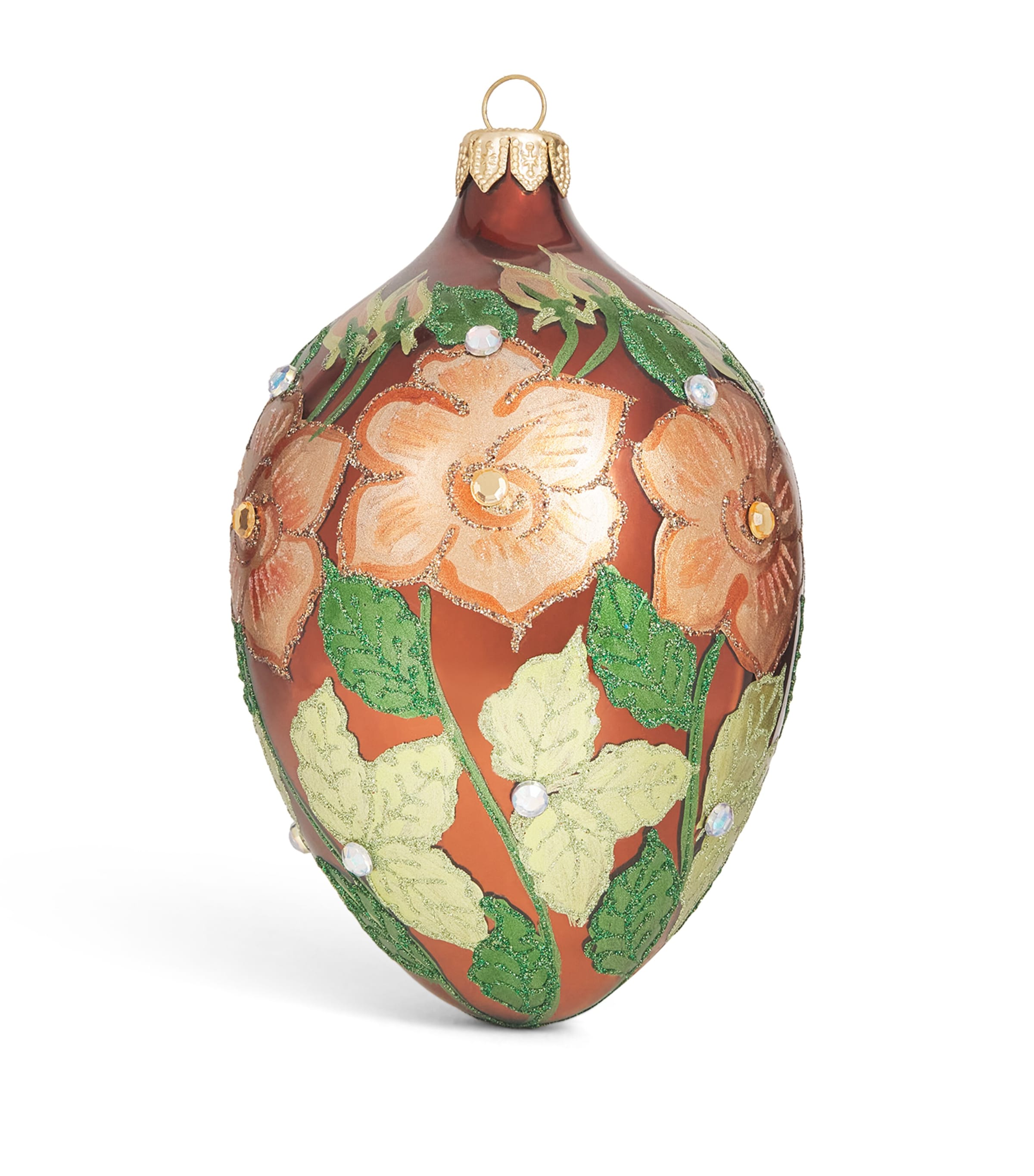 Harrods Floral Egg Bauble Bronze Image 1