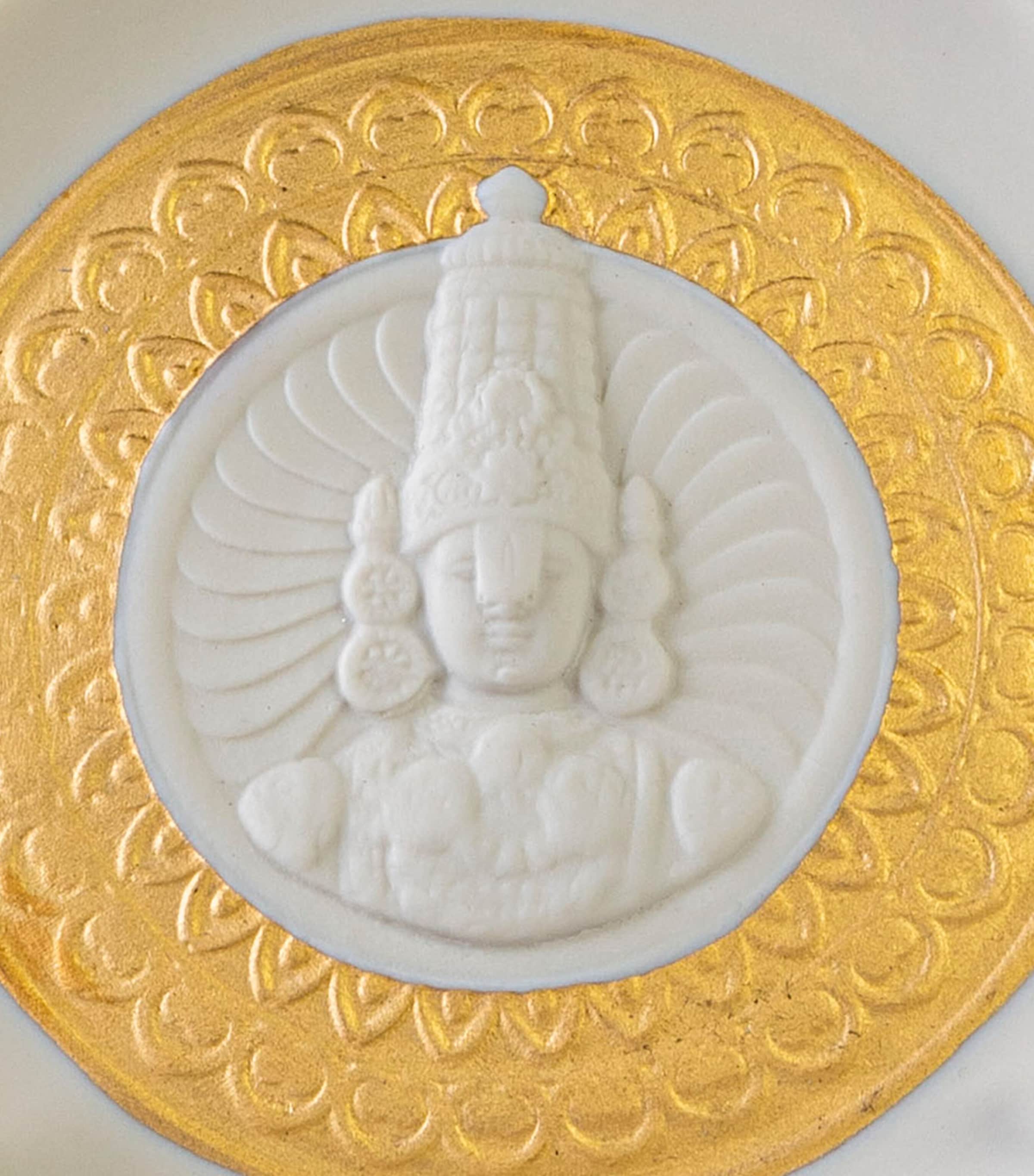 Lord Balaji Decorative Plate (10cm) WHITE & GOLD Image 2