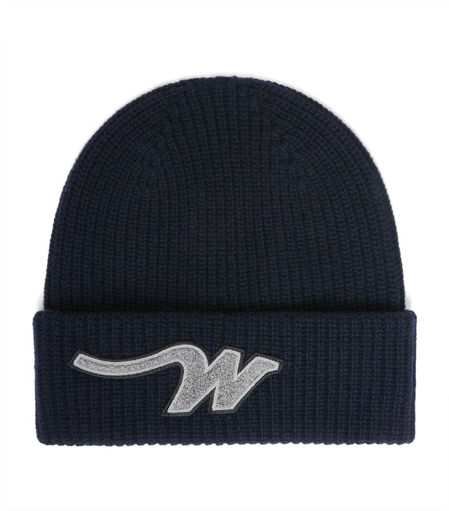 Weekend Max Mara Virgin Wool Initial Beanie Navy Image 1
