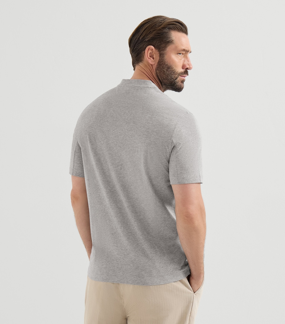 Brunello Cucinelli Mens Cotton V-Neck T-Shirt Grey Image 5
