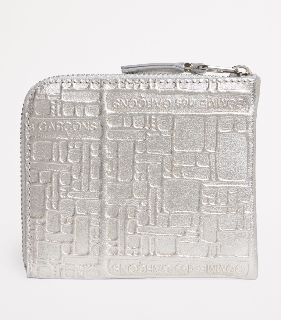 Leather Zipped Logo Embossed Card Holder SILVER Image 2