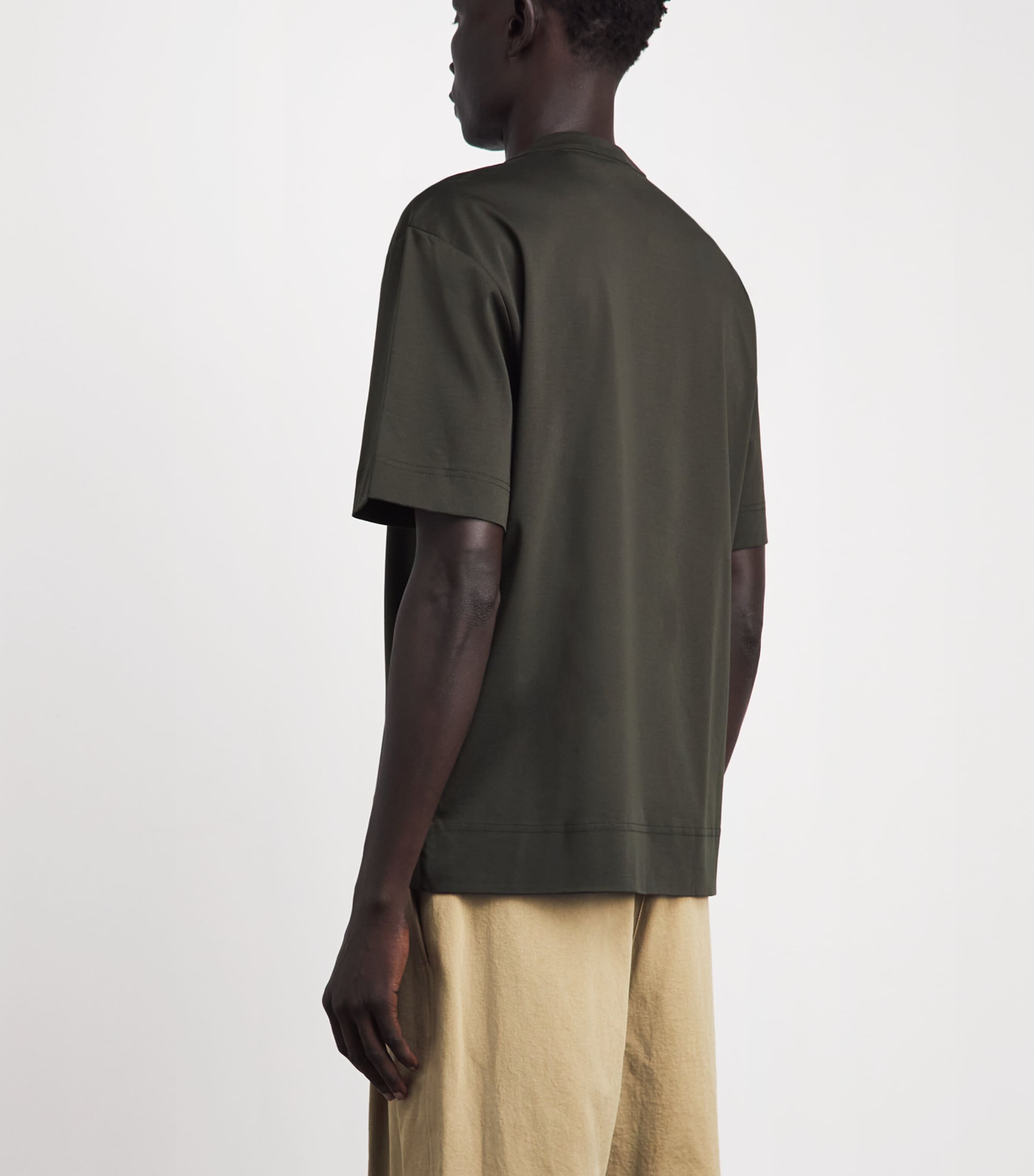 NN.07 Mens Organic Cotton Embroidered Pedro T-Shirt Dark Army Image 5