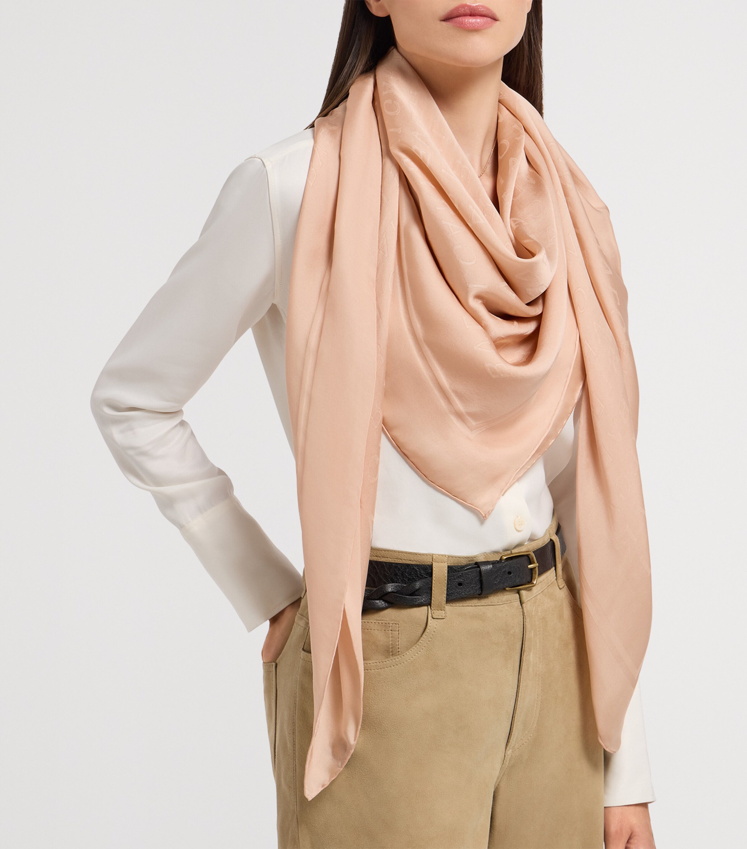 Silk Lettere Maxi Scarf PINK Image 2