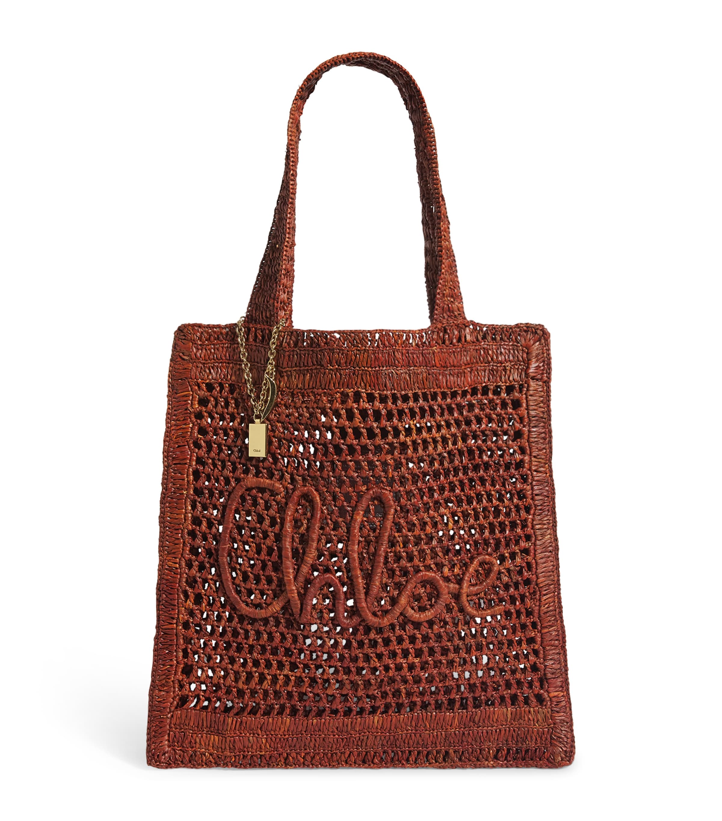Chloé Raffia Summer Banana Tote Bag In Brown
