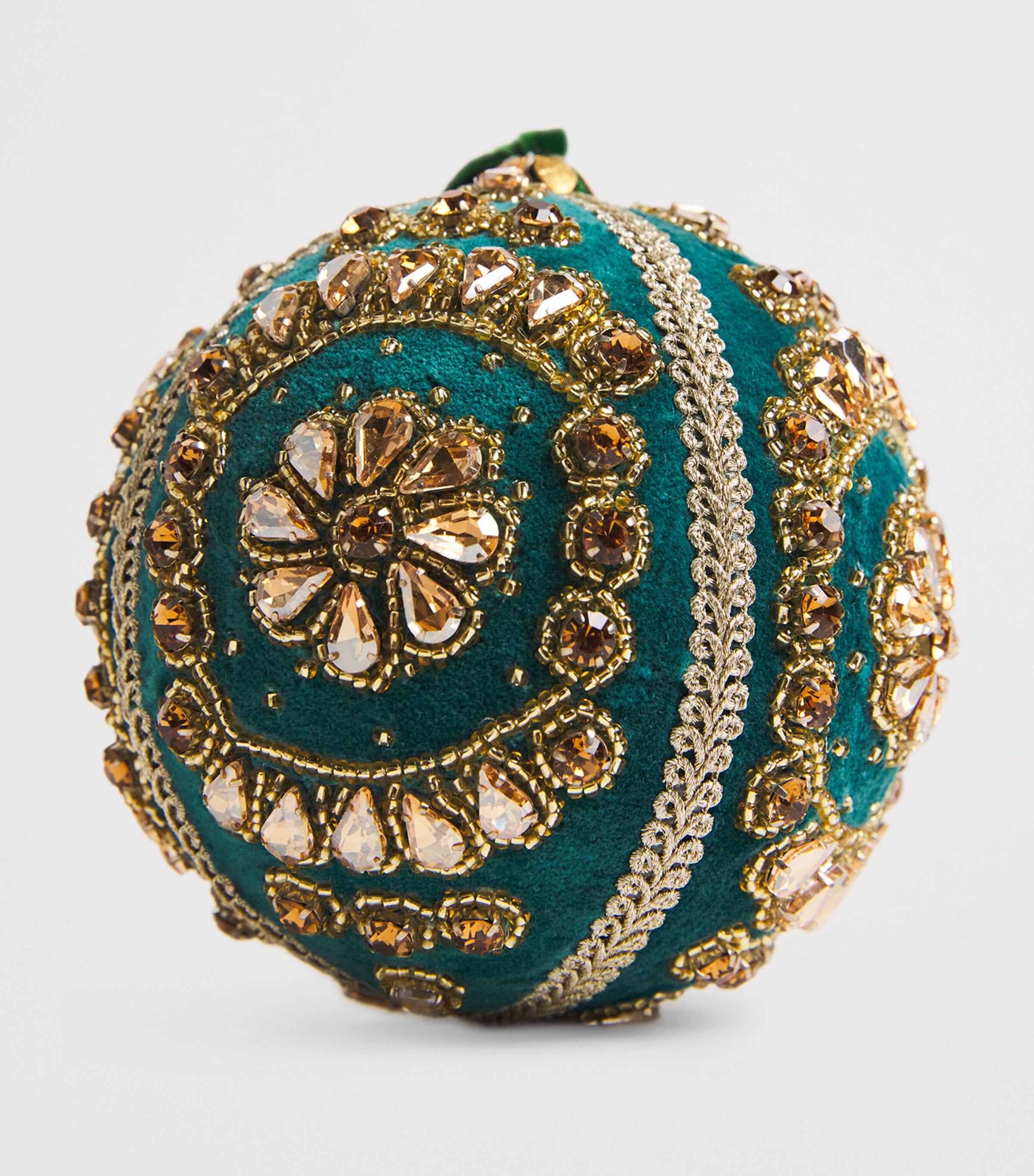 Velvet Jewelled Bauble GREEN Image 2