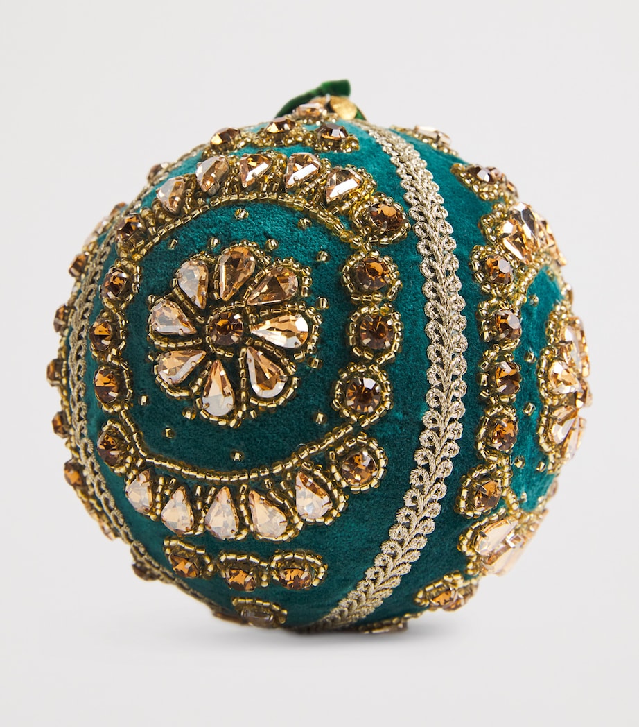 Velvet Jewelled Bauble GREEN Image 2
