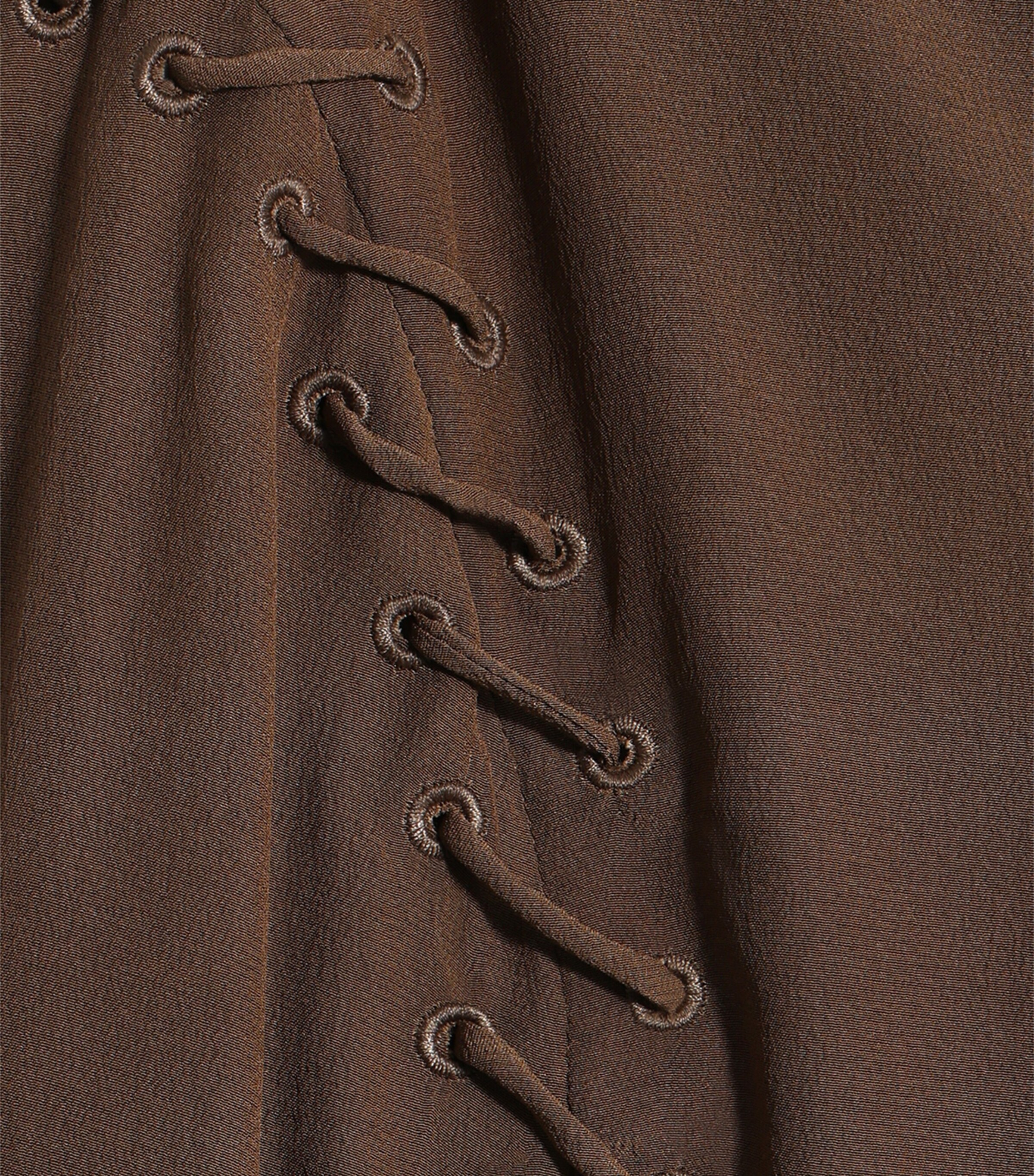 Schiaparelli Womens Silk Lace-Up Shirt Brown Image 5