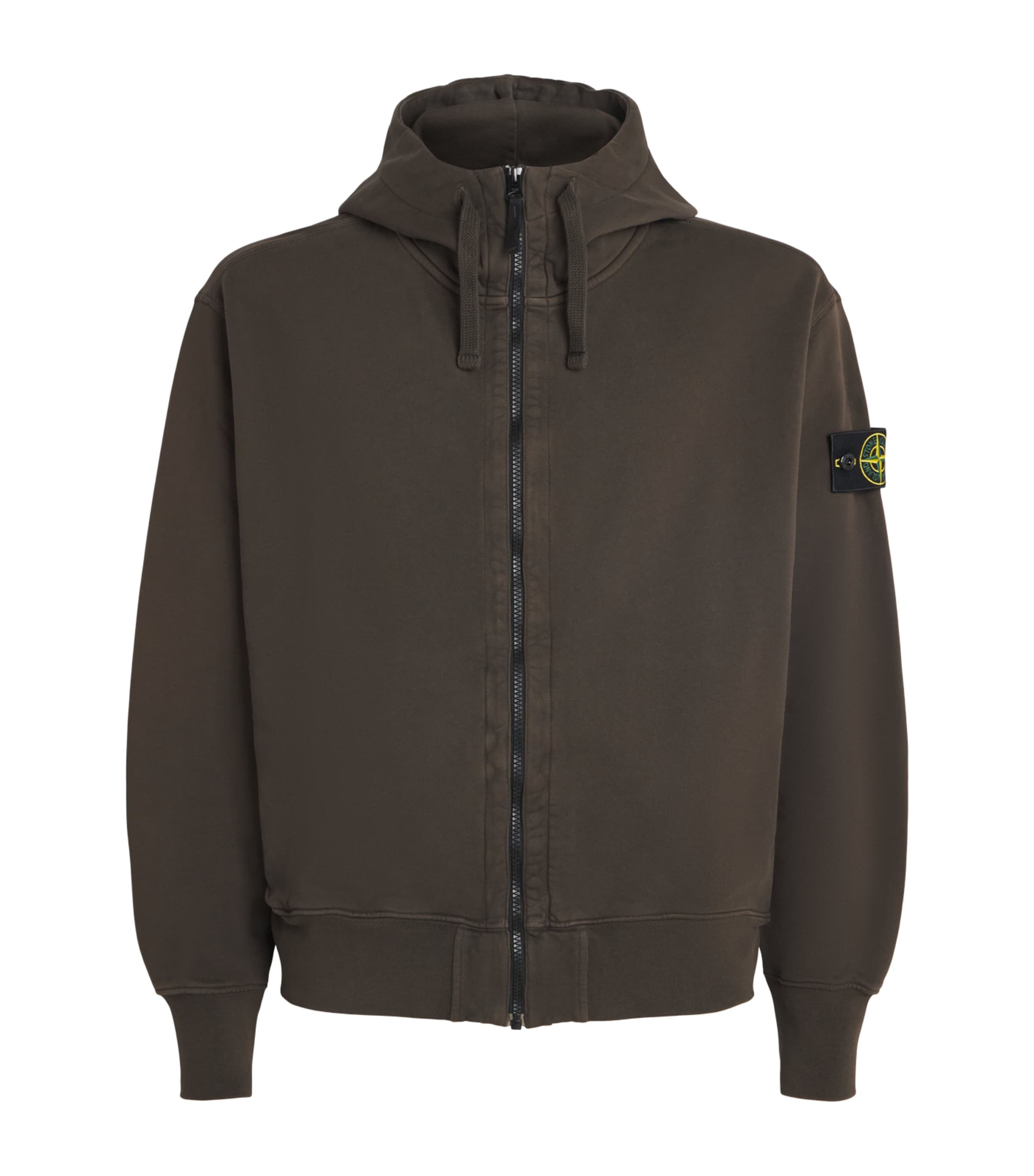 Stone Island Mens Cotton Compass Patch Hoodie Image 1