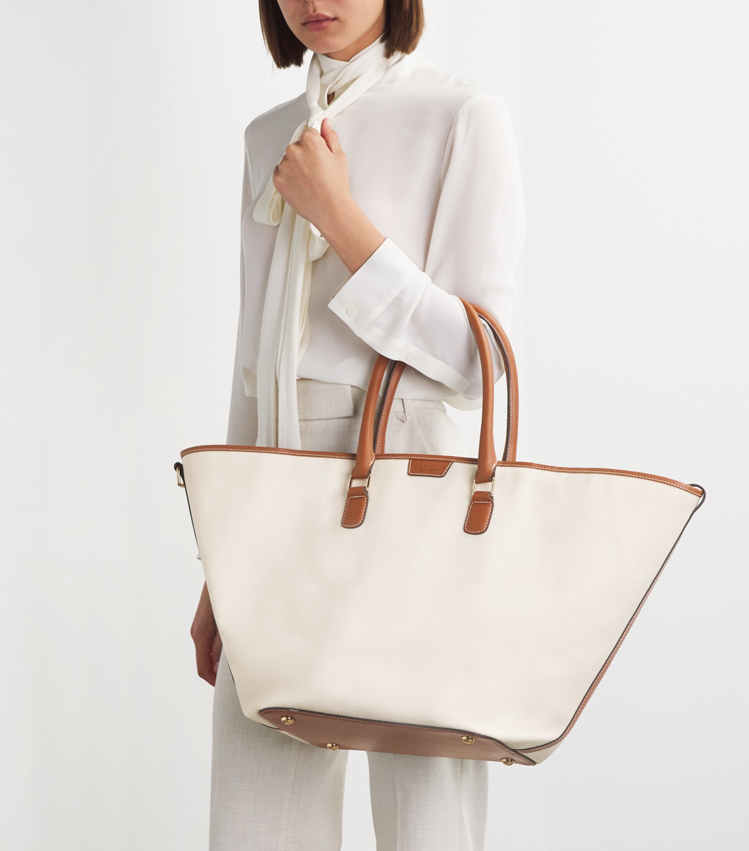Large Canvas Slouchy Tote Bag CREAM Image 5