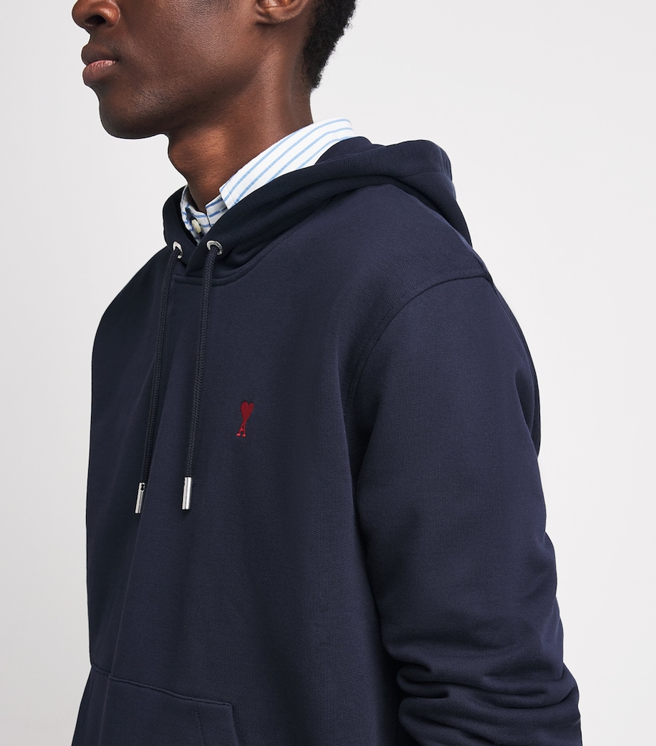AMI Paris Mens Ami de Coeur Hoodie Bleu Nuit Image 3