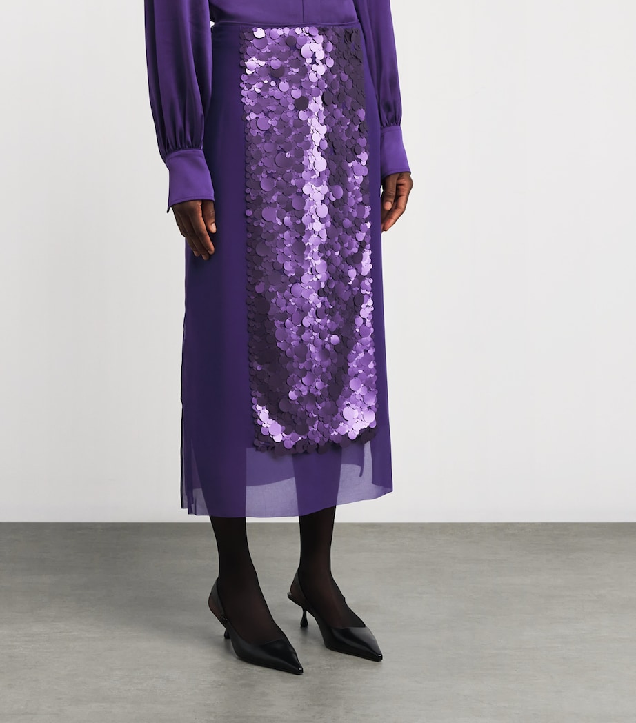 Chiffon Embellished Cambo Midi Skirt VIOLET Image 3