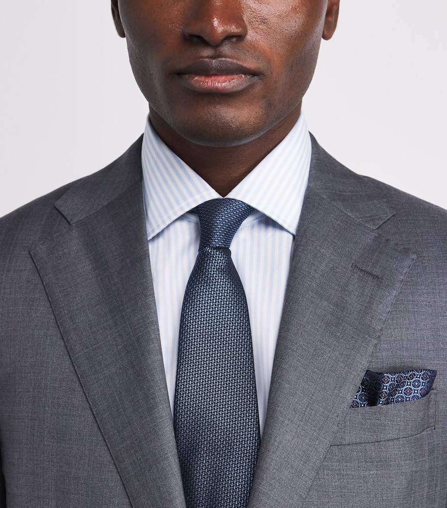 Silk Geometric Jacquard Tie 07 BLUE Image 2