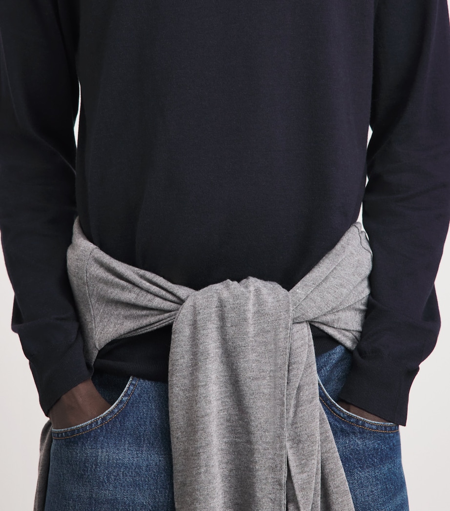Sunspel Mens Sea Island Cotton-Cashmere Sweater Midnight Navy Image 3