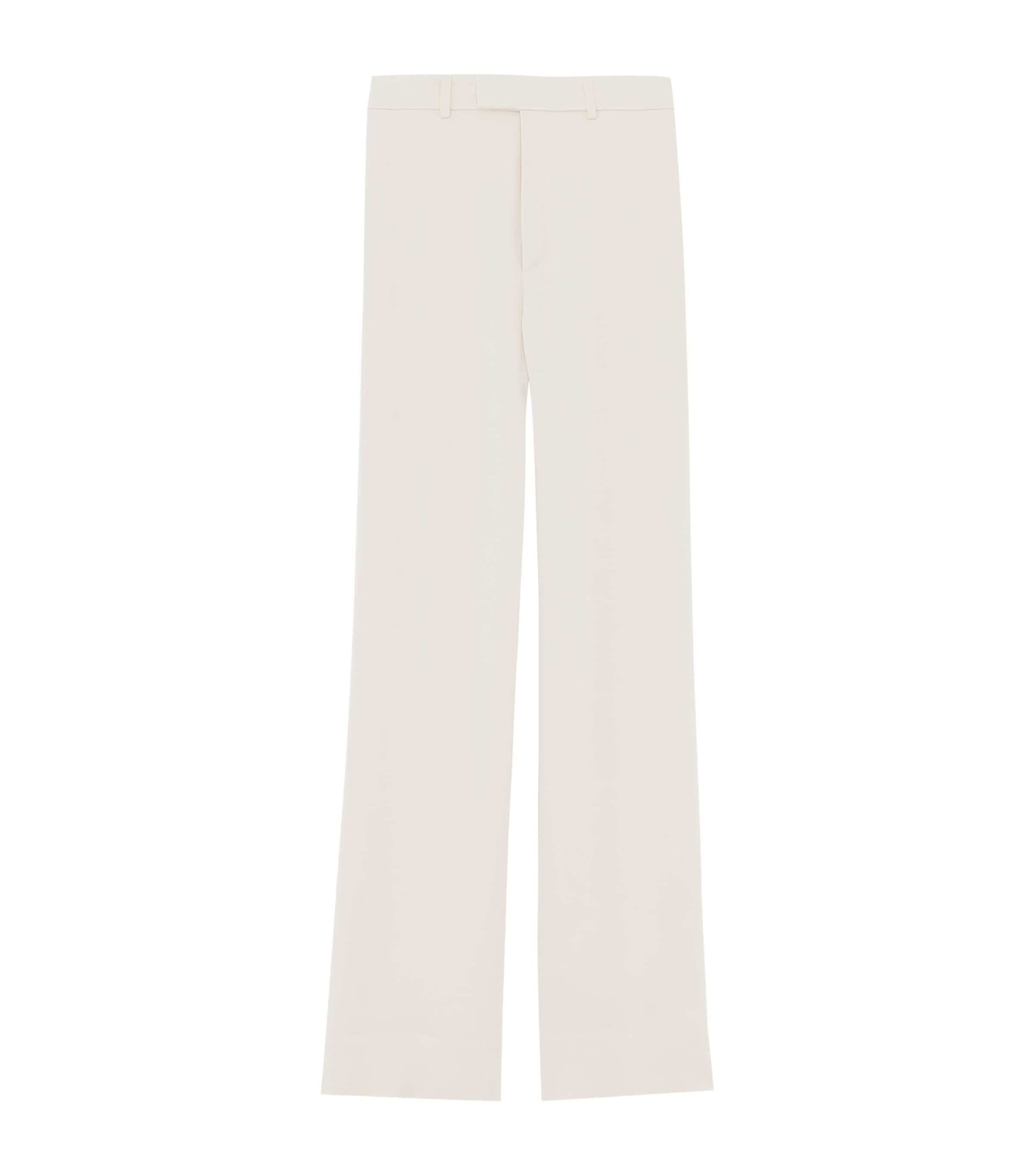Saint Laurent White Wide Leg Satin Trousers In Nude