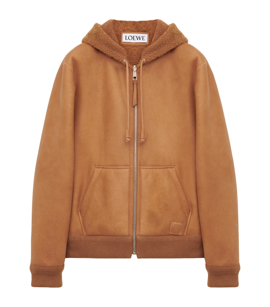 Shearling Reversible Hooded Jacket TAN Image 1