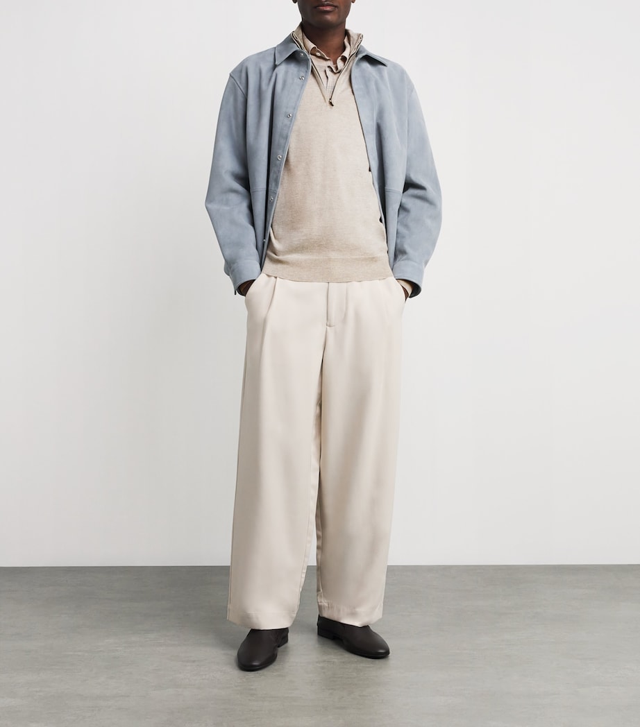 Extra Fine Merino Wool Half-Zip Tapton Sweater GREY FLEECE Image 2