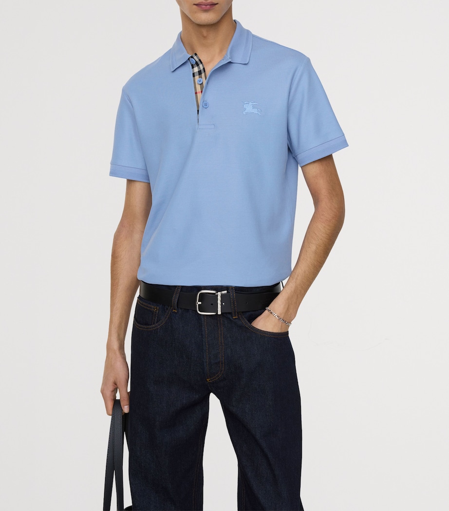 Burberry Mens Cotton Polo Shirt Cornflower Blue Image 2