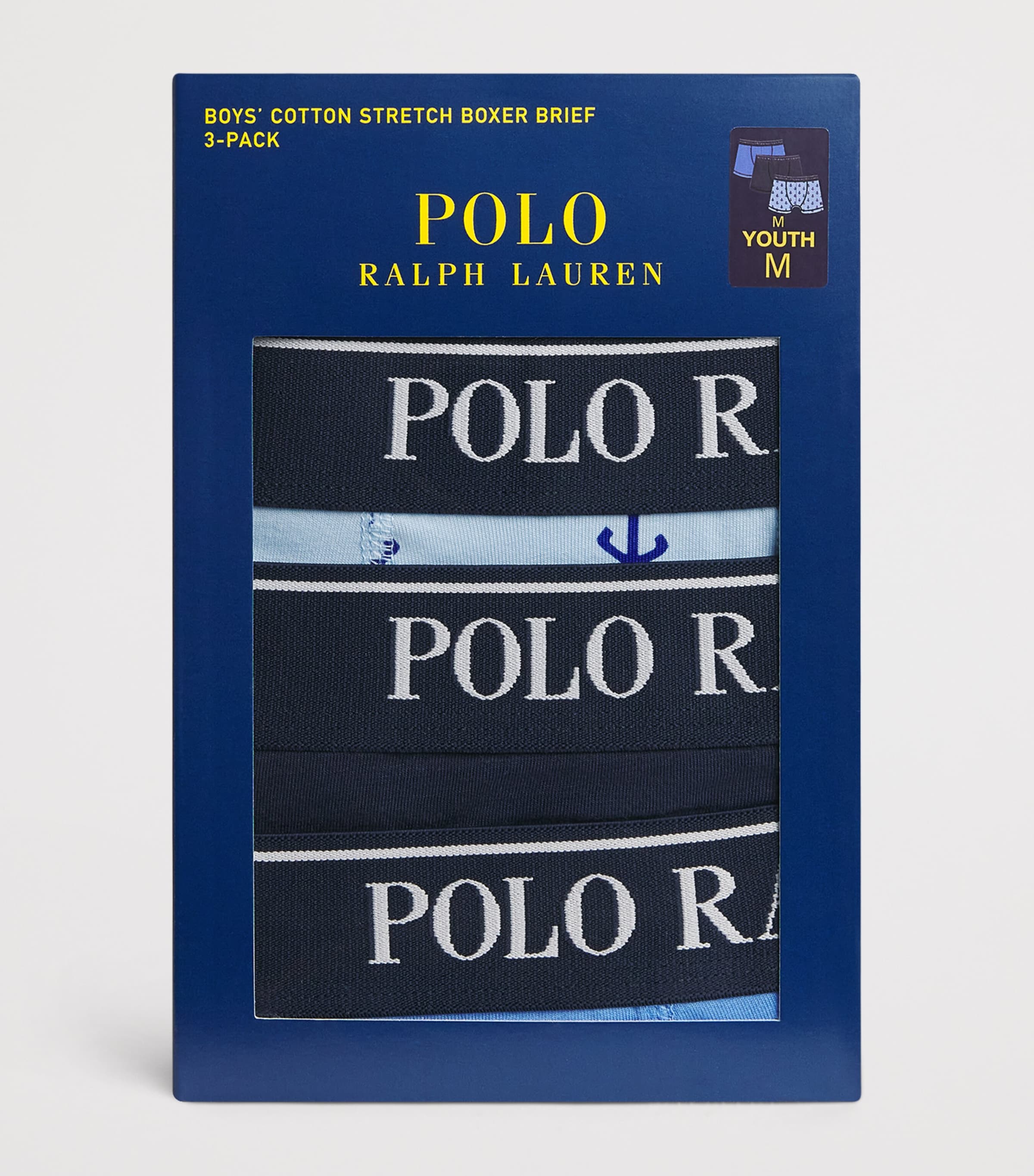 Pack of 3 Stretch-Cotton Boxer Briefs (8-15 Years) ELITE BLUE Image 3