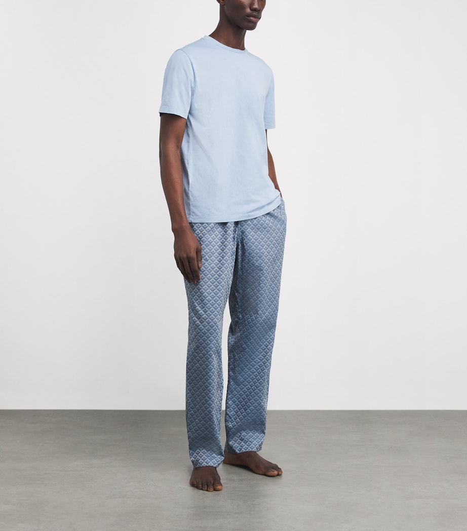 Cotton Geometric Logo Pyjama Bottoms BLUE Image 2