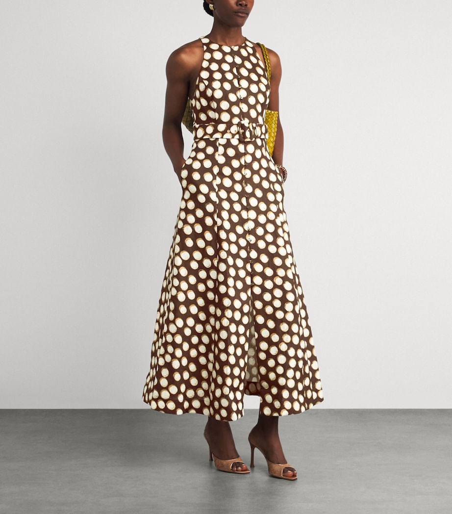 ALEMAIS Womens Linen Paula Midi Dress Chocolate Image 2