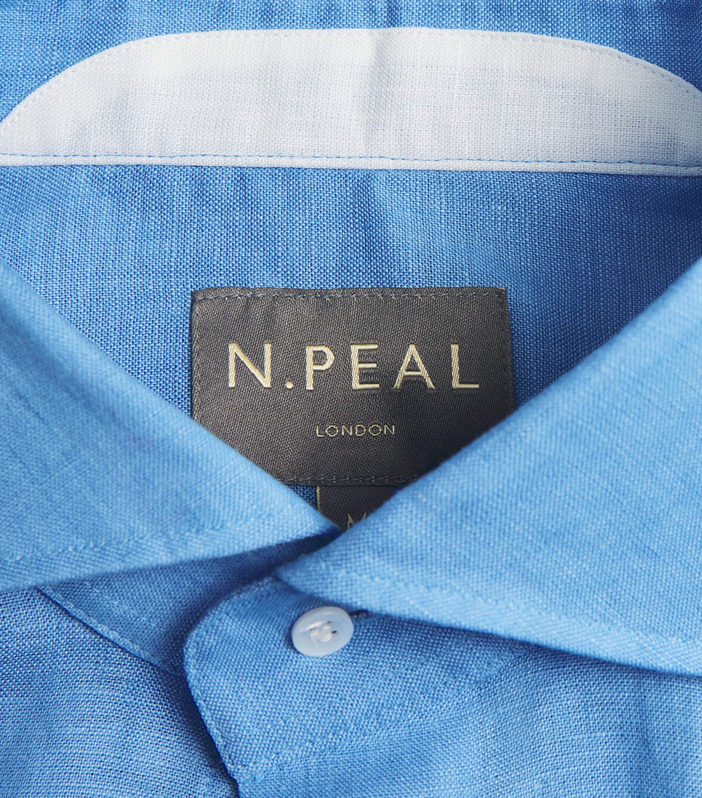 N.Peal Mens Linen Cannes Shirt Blue Image 6
