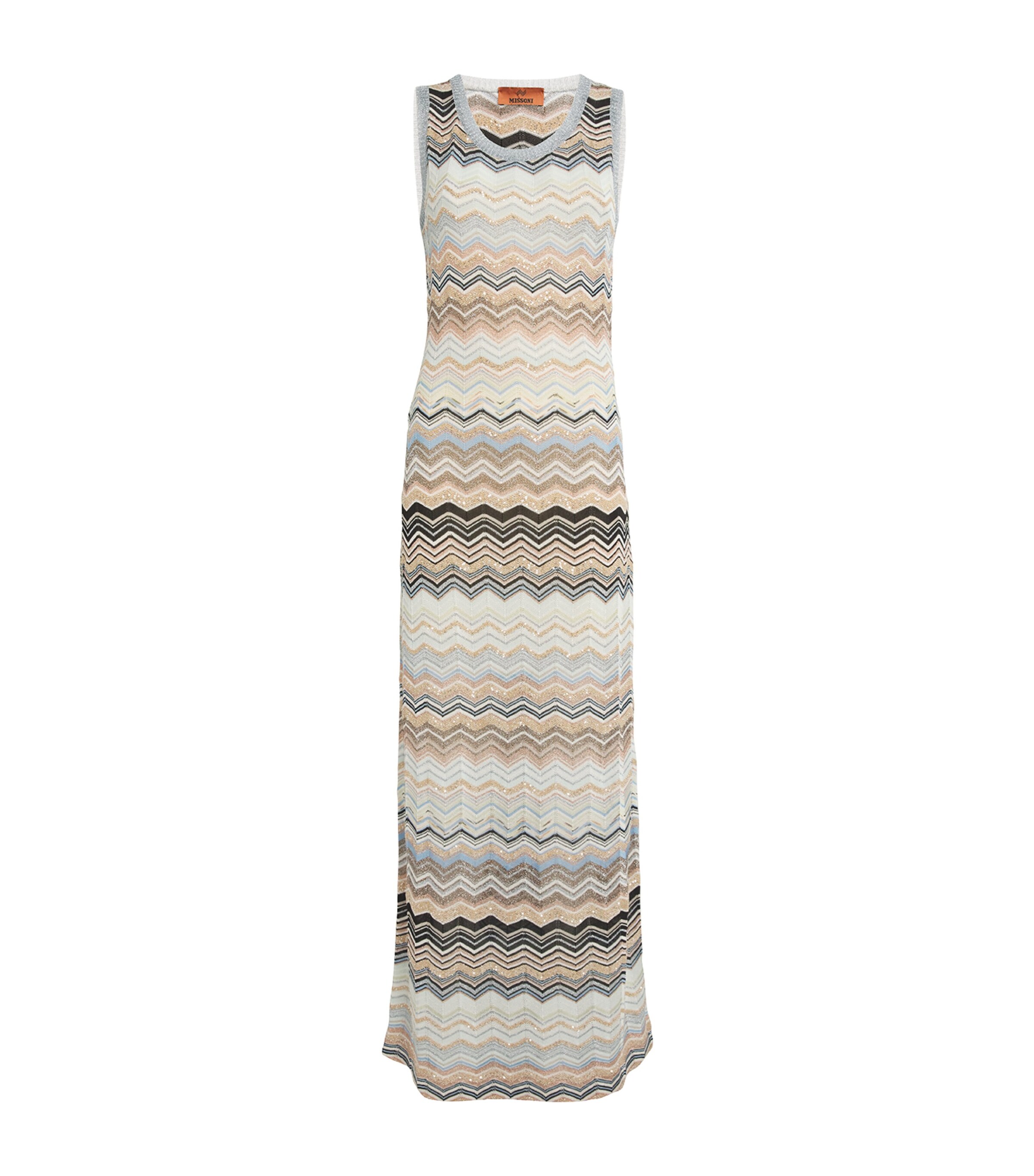 Missoni Womens Chevron-Knit Tank Dress Mult Ltblu/bei Image 1