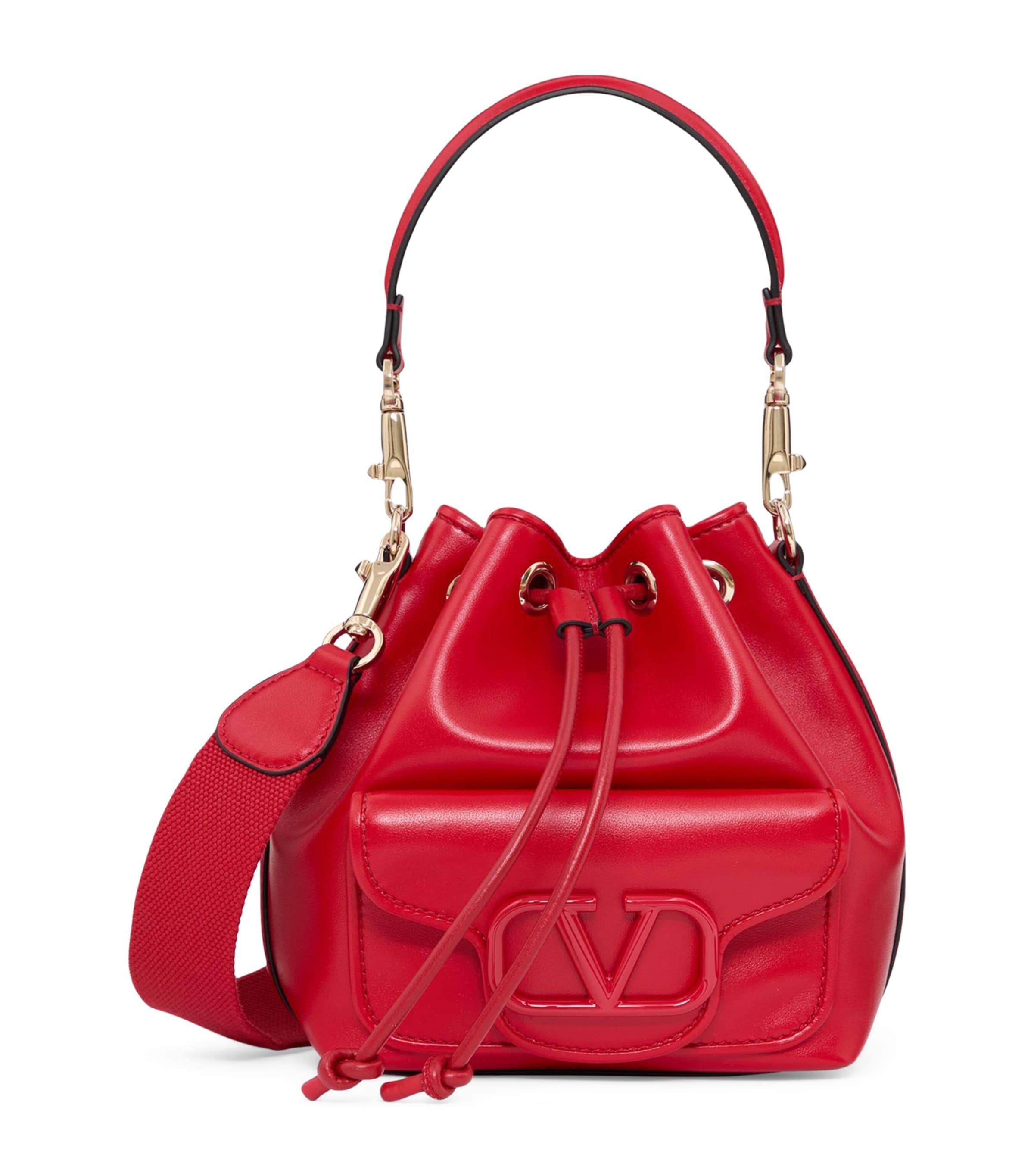 VALENTINO GARAVANI SMALL LEATHER LOCÒ BUCKET BAG 