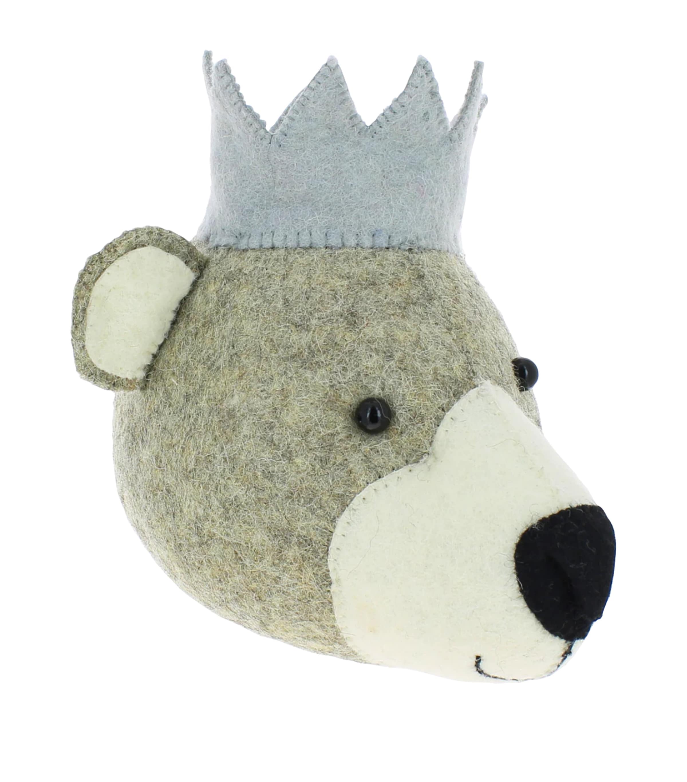 Mini Organic Wool Bear Head Decoration (23cm) GREY Image 3