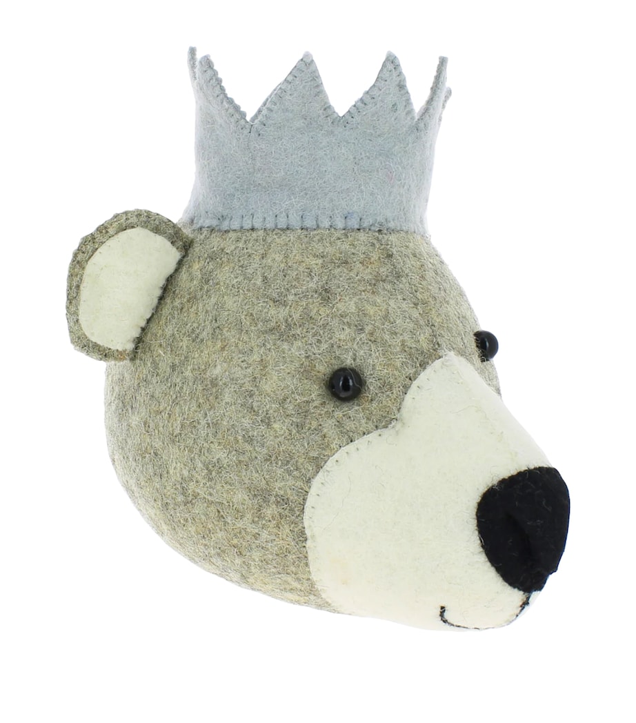 Mini Organic Wool Bear Head Decoration (23cm) GREY Image 3
