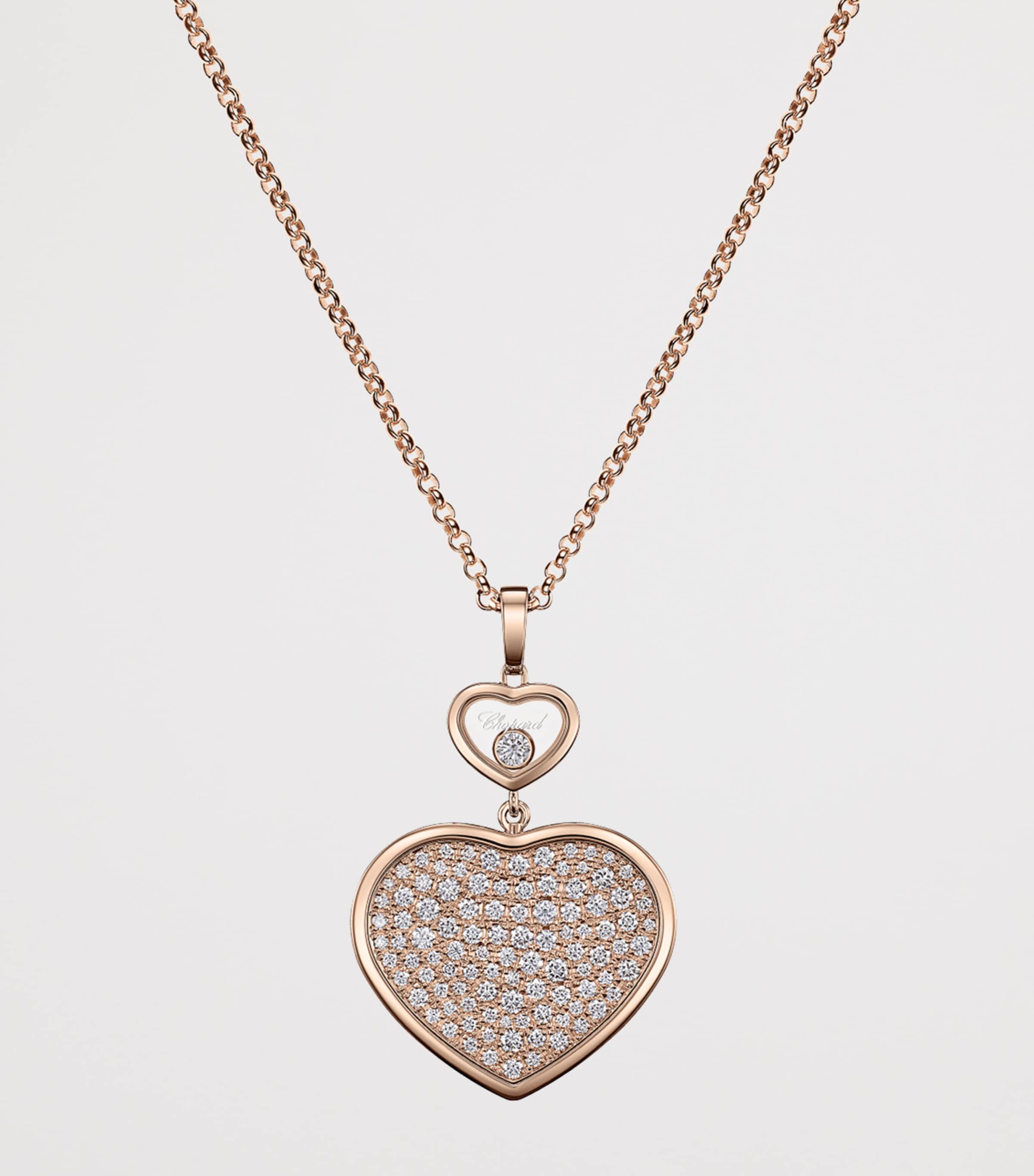 Rose Gold and Diamond Happy Hearts Pendant Necklace 18K ROSE GOLD Image 2