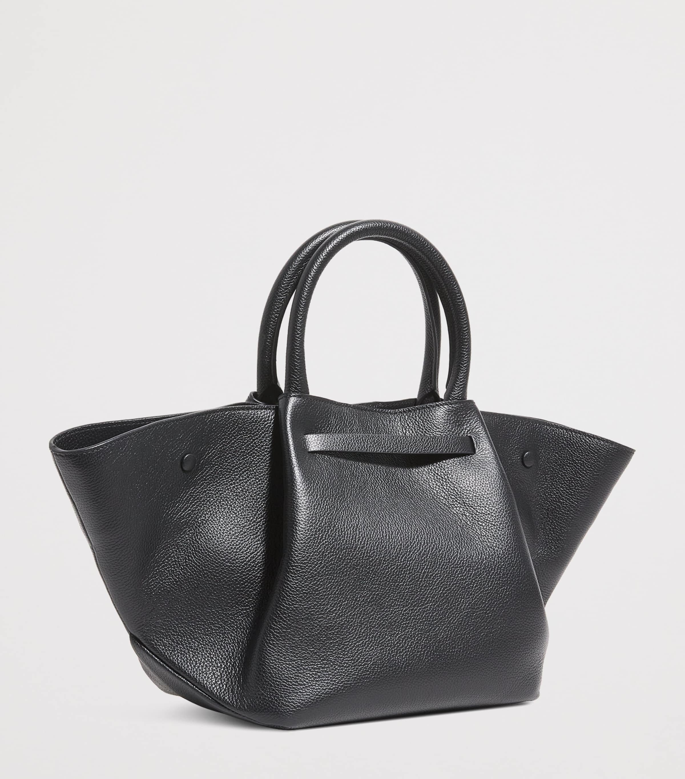 Midi Leather New York Tote Bag BLACK Image 3