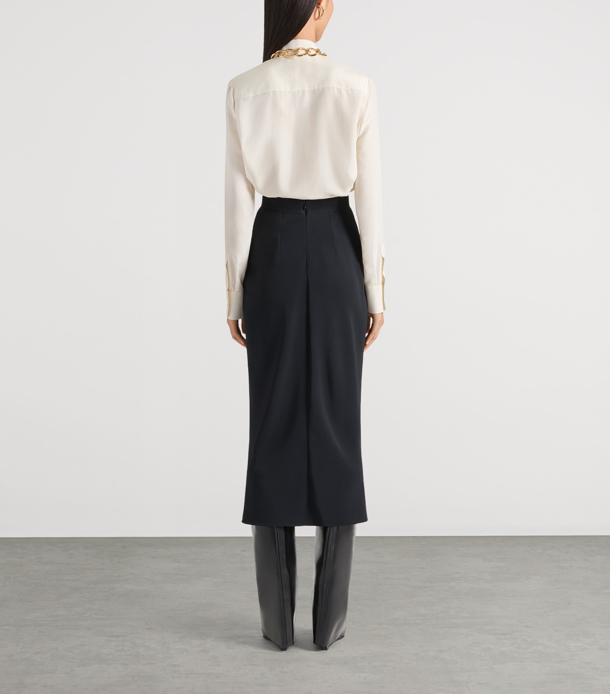 Draped Midi Skirt BLACK Image 3