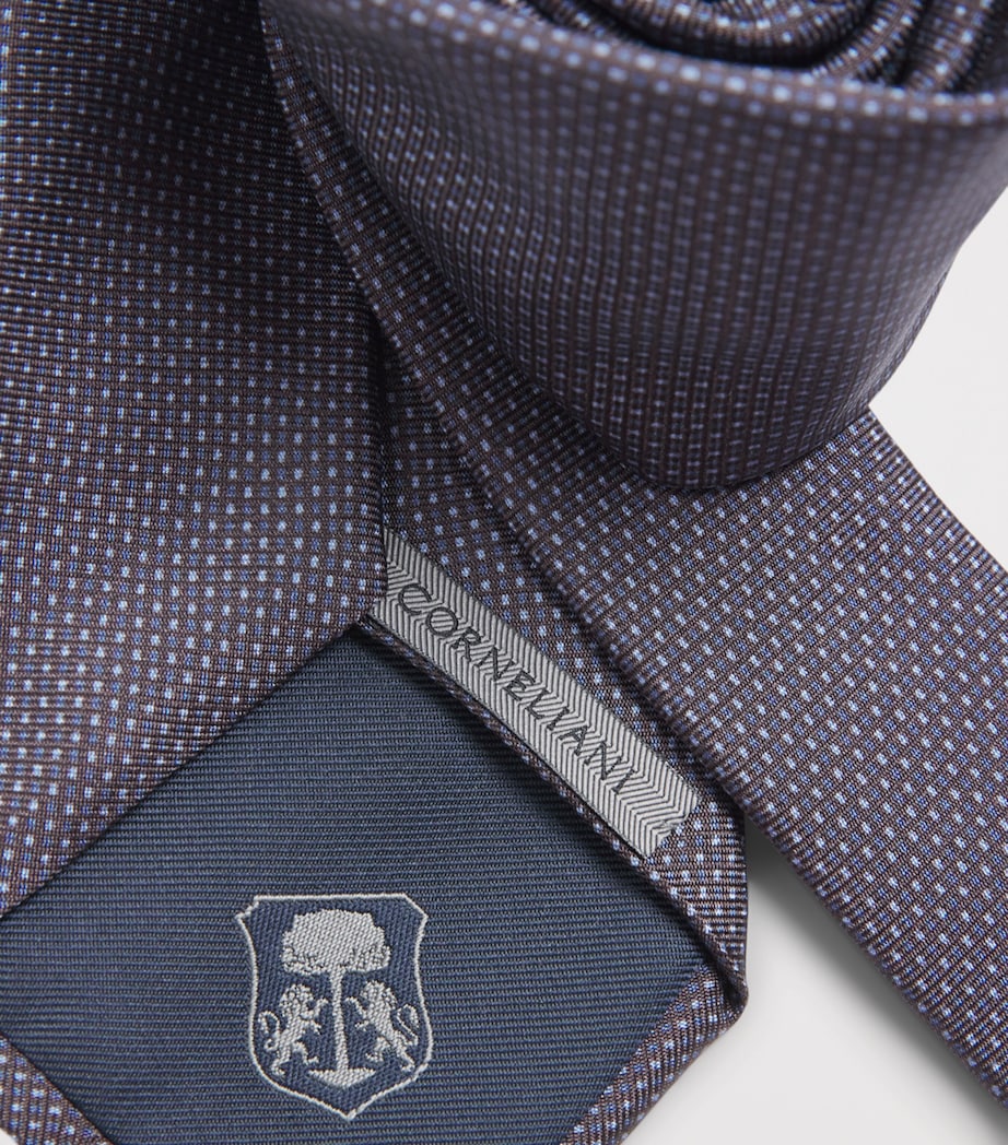 Corneliani Silk Patterned Tie Dark Brown Image 3