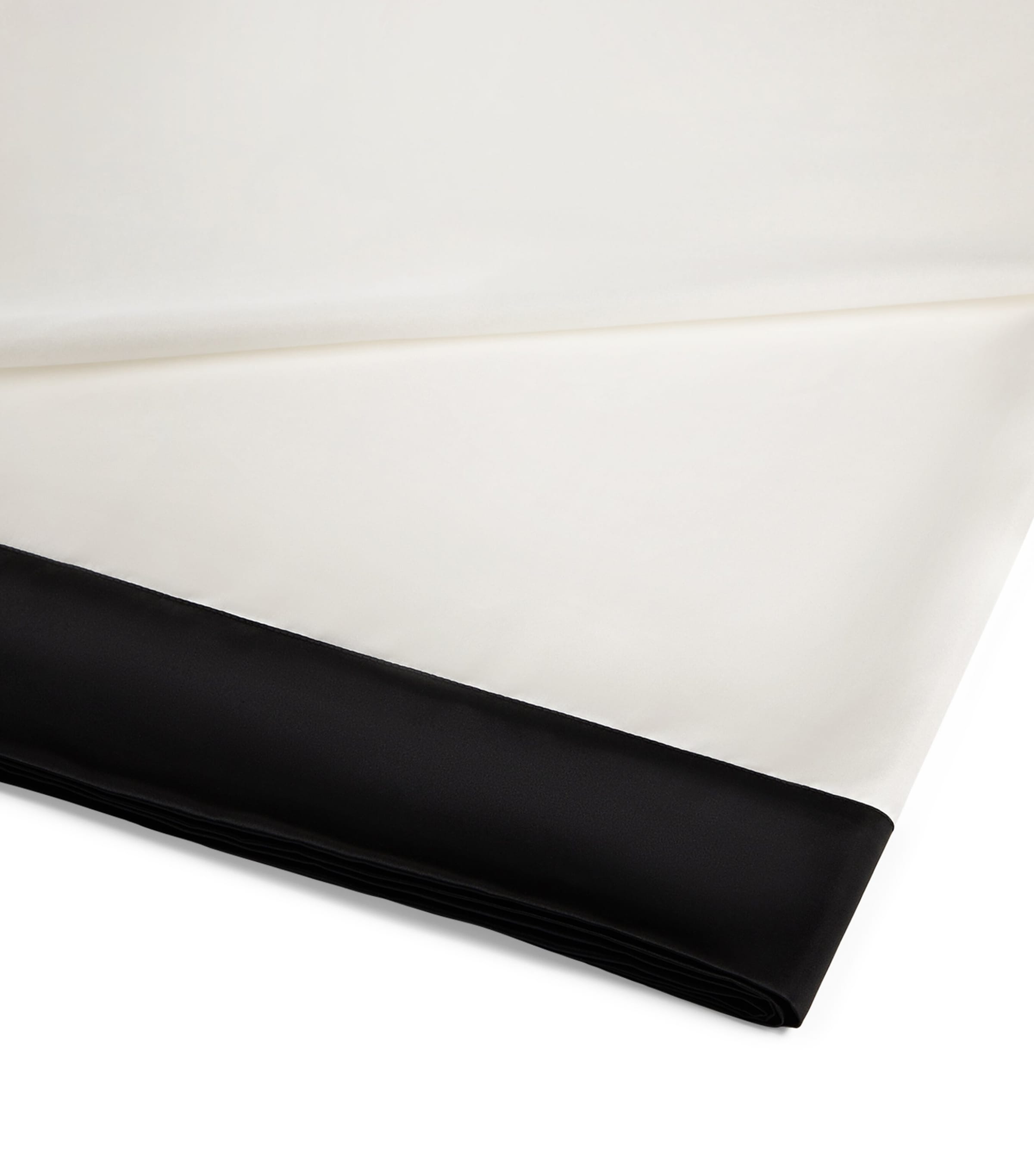 Silk Super King Flat Sheet (280cm x 310cm) IVORY & BLACK Image 1