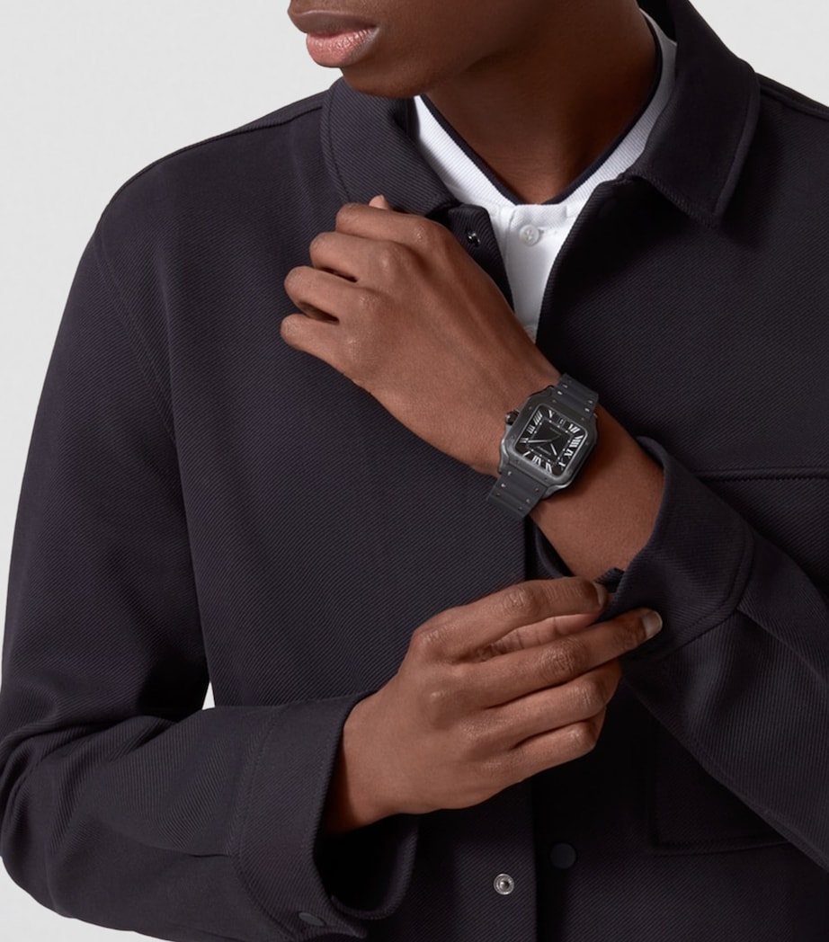 Stainless Steel Santos de Cartier Watch 39.8mm BLACK Image 4