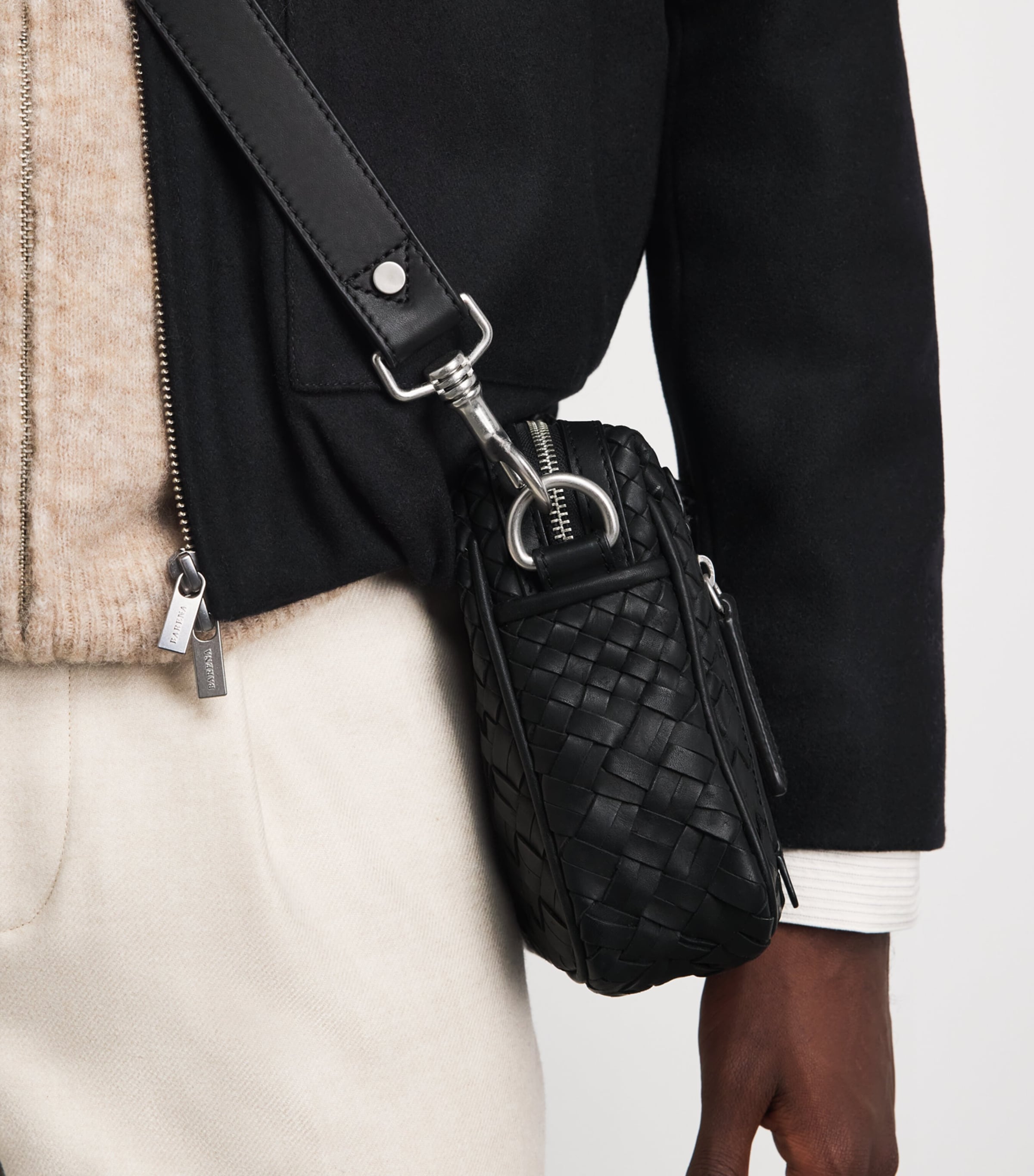 Officine Creative Leather Woven Armor Pouch Nero Image 2