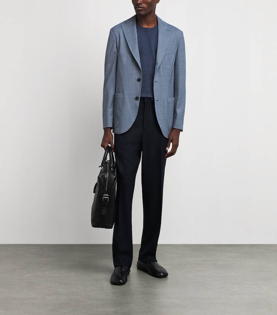 Eton Mens Lana Tech Blazer Mid Blue Image 2