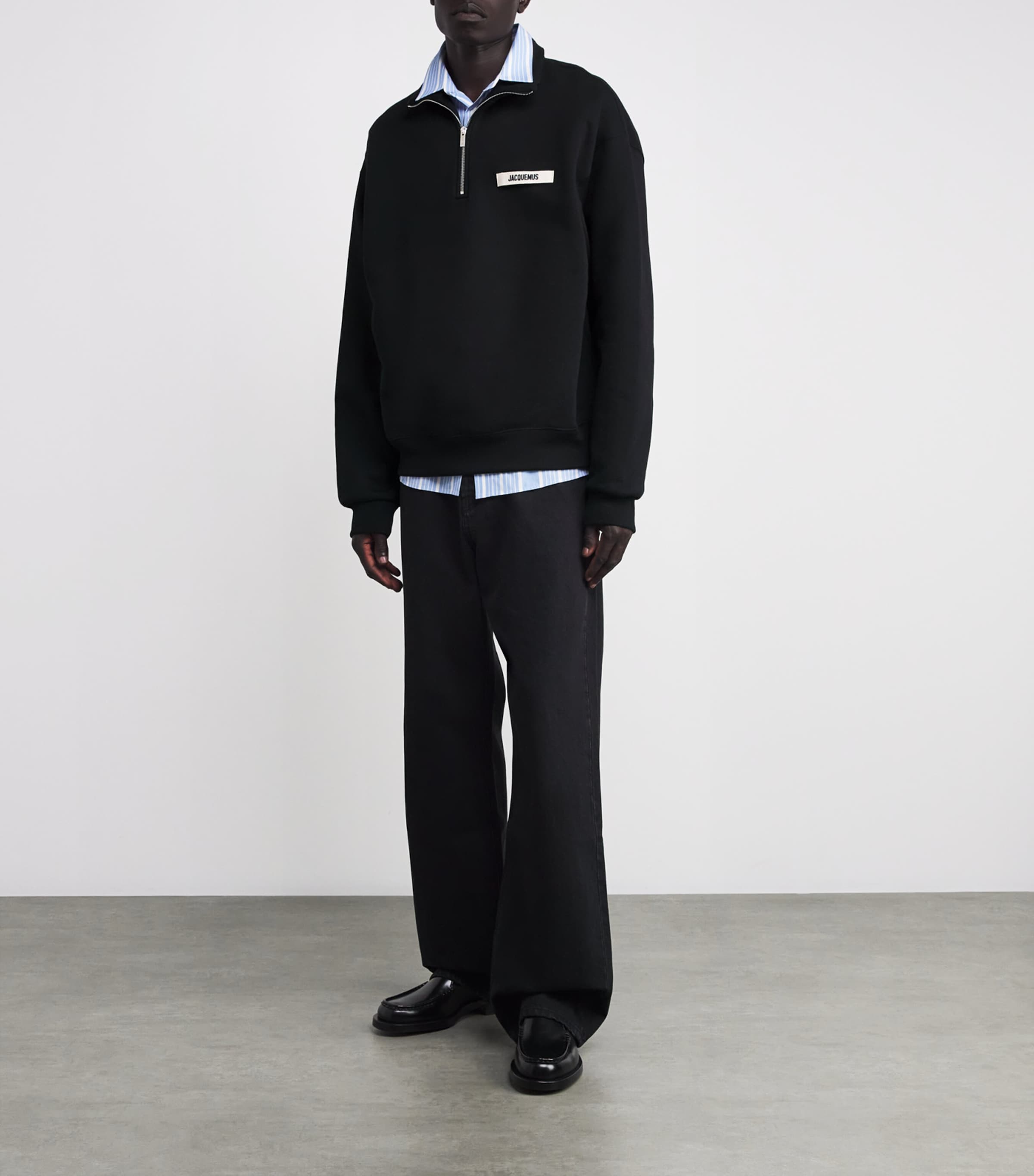 JACQUEMUS ハーフジップ　スウェット Jacquemus ハーフジップ スウェットシャツ | ブラック | FARFETCH JP