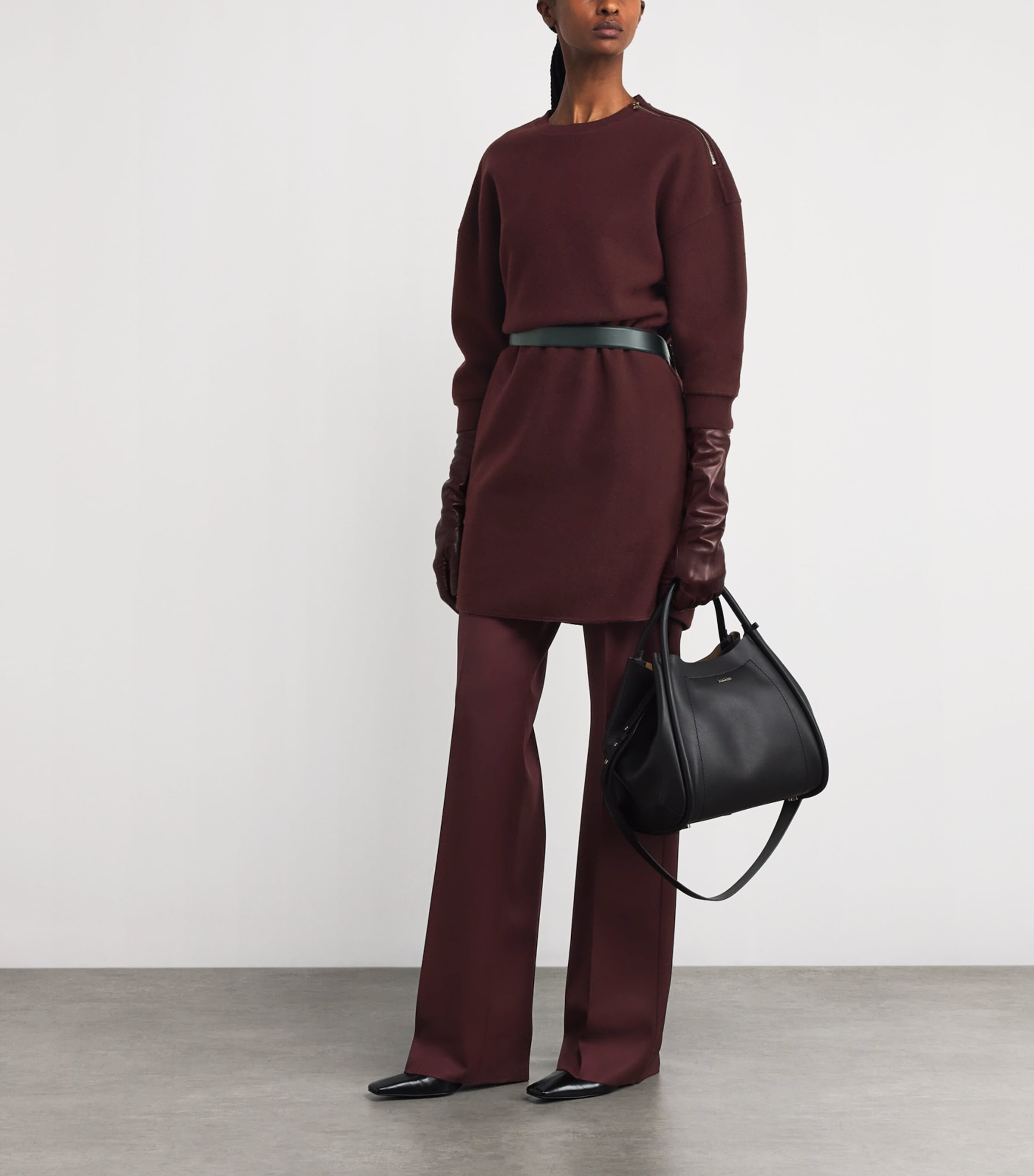 Virgin Wool Straight Trousers CHERRY Image 2