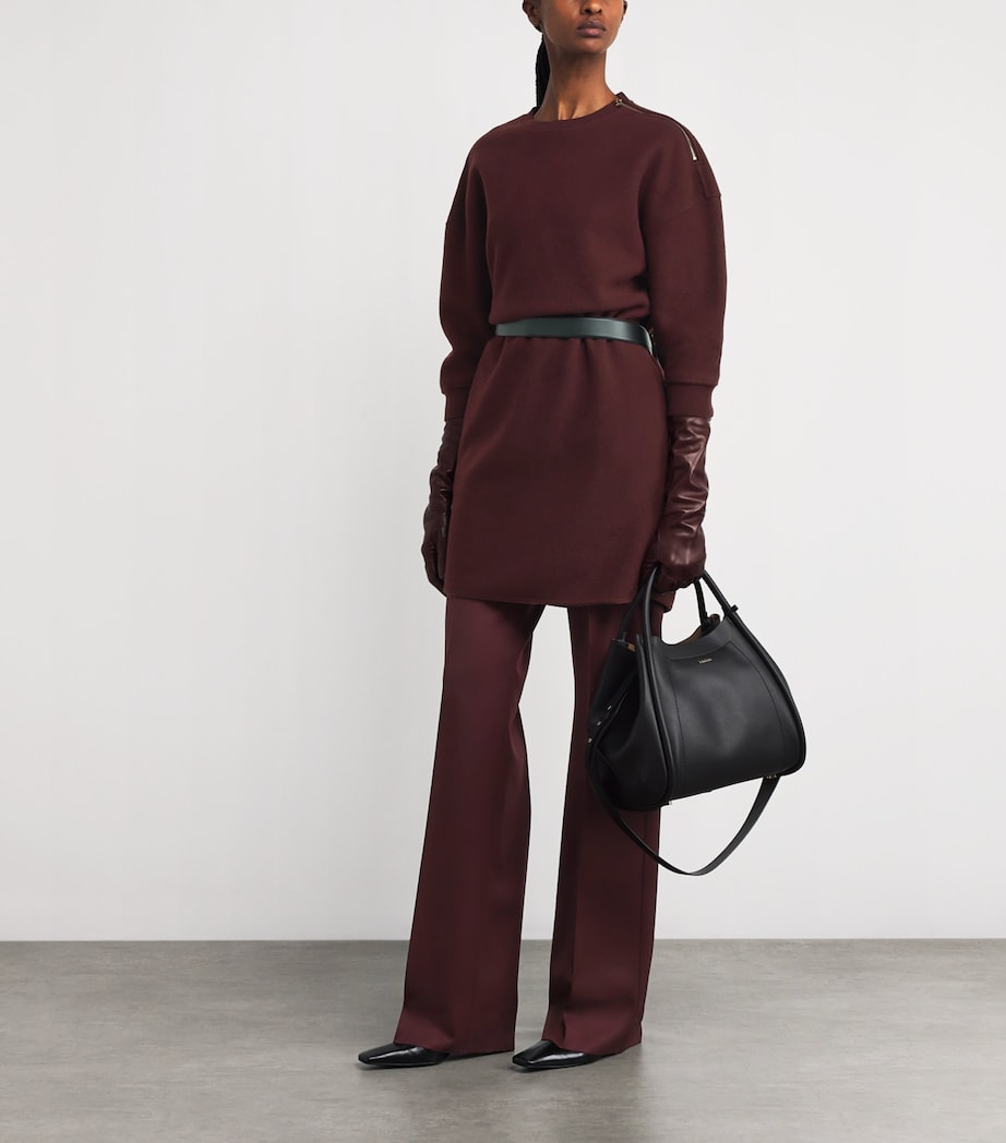 Virgin Wool Straight Trousers CHERRY Image 2