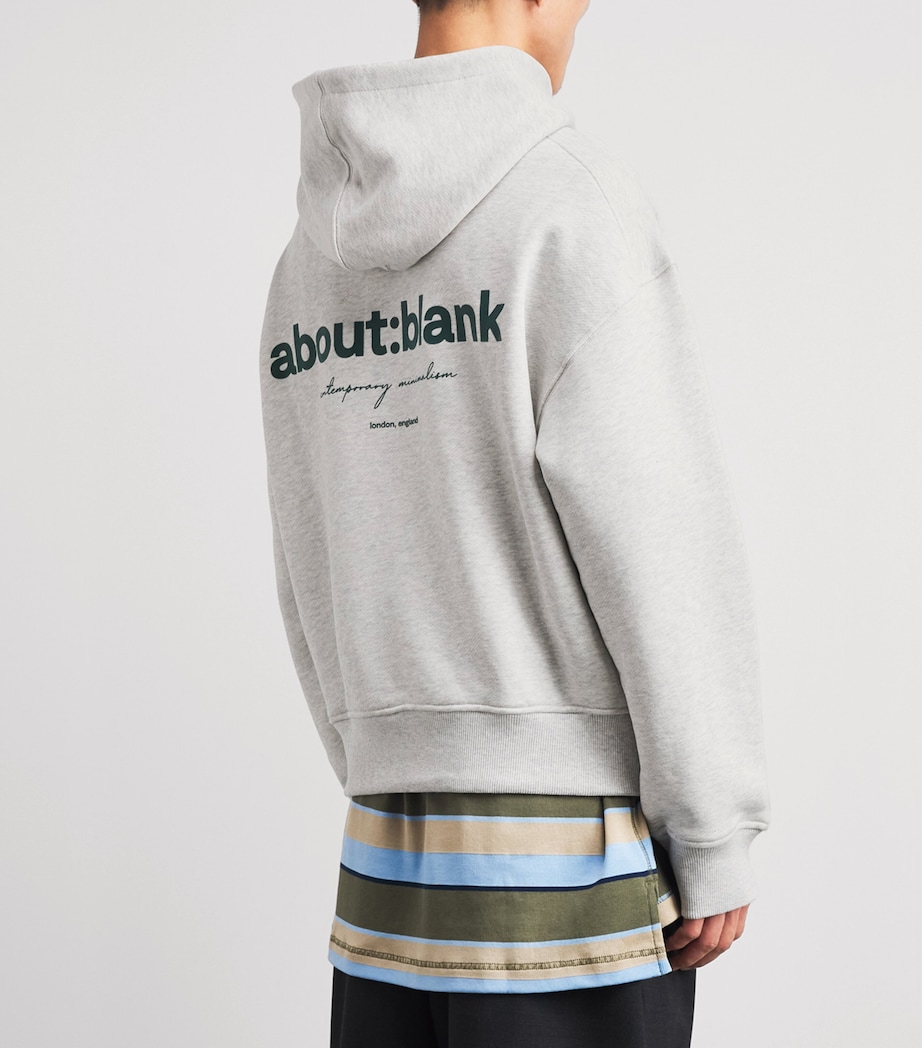 about:blank Mens Cotton Logo Hoodie Grey Marl/sage Image 5