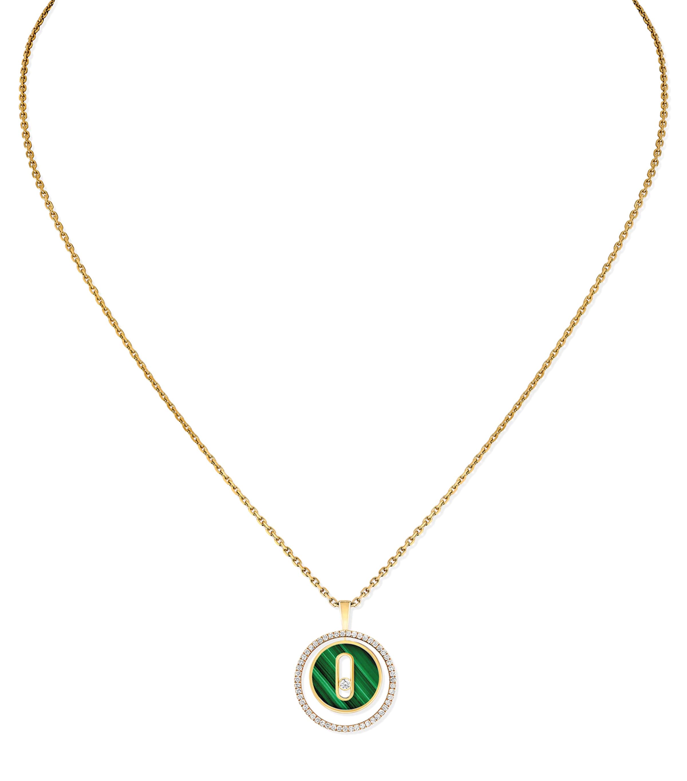 Yellow Gold, Diamond and Malachite Lucky Move Necklace YELLOW GOLD Image 1