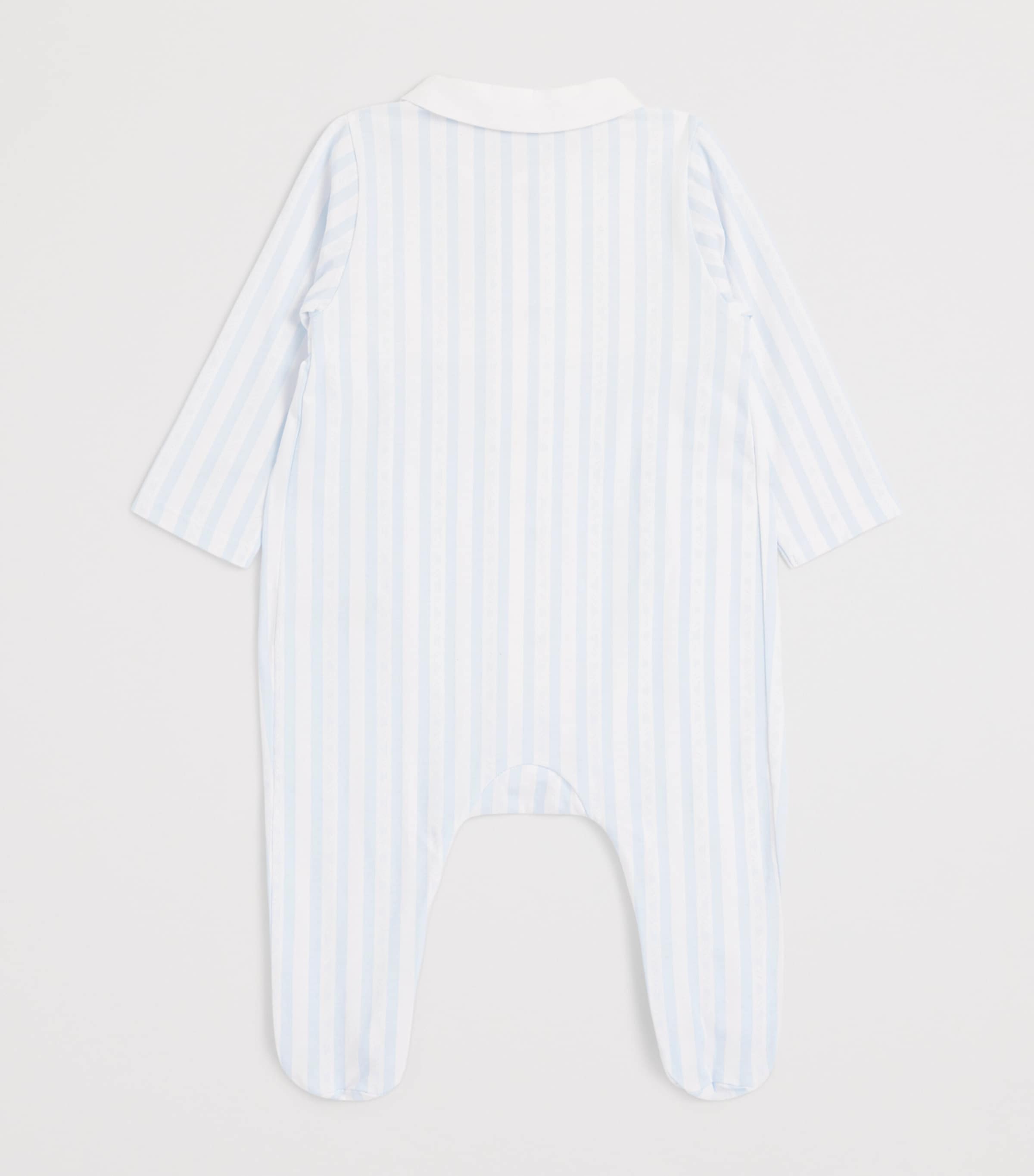 Cotton Stripe All-In-One (0-24 Months) 41BLEU CIEL Image 2
