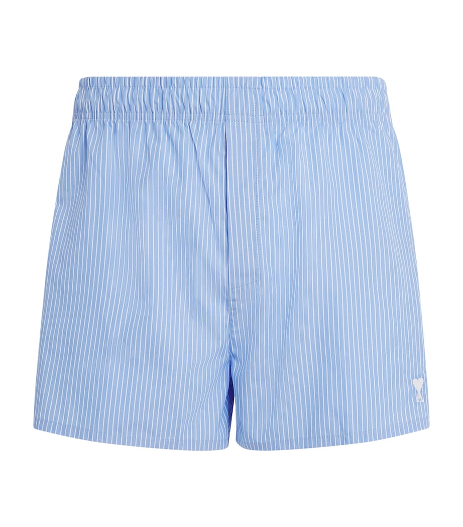 AMI Paris Mens Cotton Stripe Shorts Bleu Cchmr/blnc Image 1