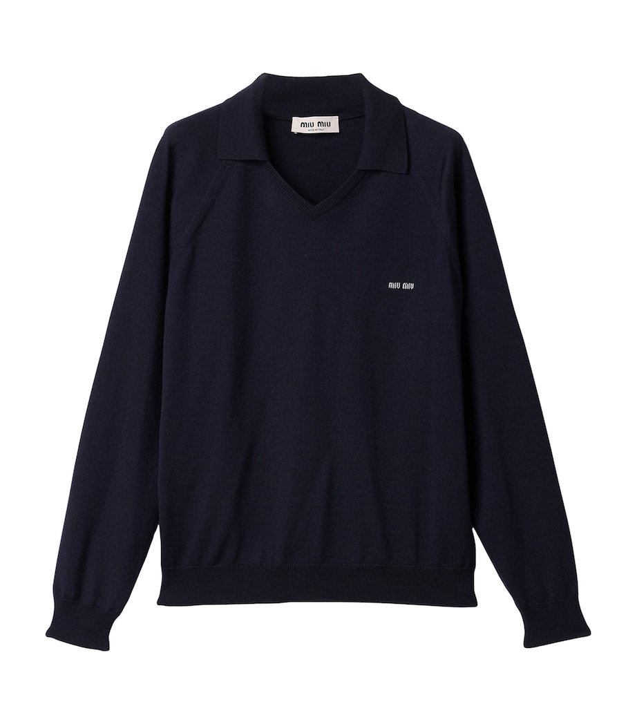 Miu Miu Womens Wool Polo Sweater Image 1