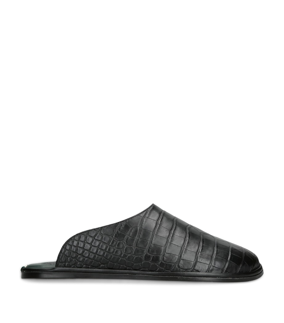 Alligator Leather Mules BLACK Image 1