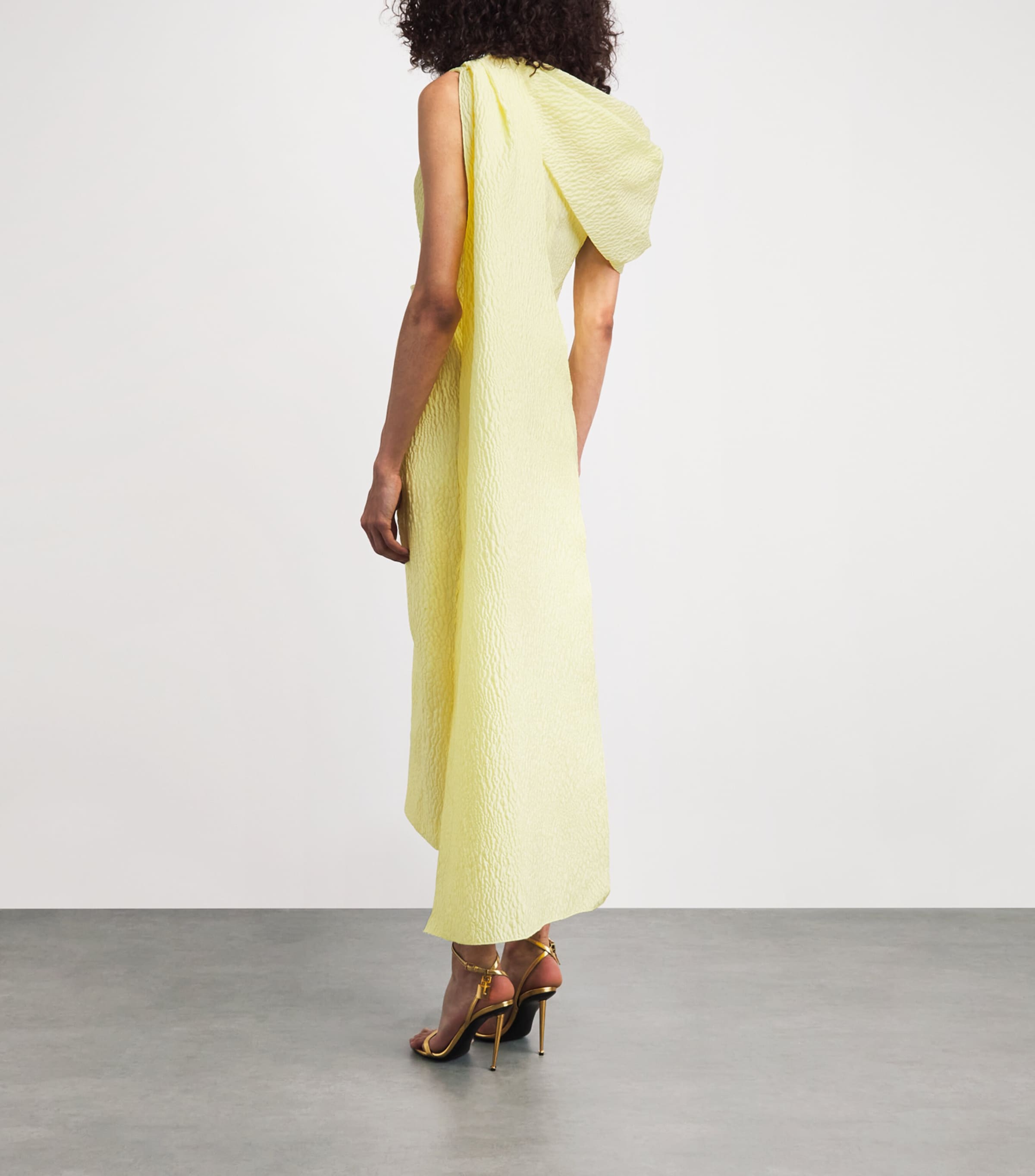 Roksanda Womens Cloqué One-Shoulder Maite Midi Dress Limoncello Image 4