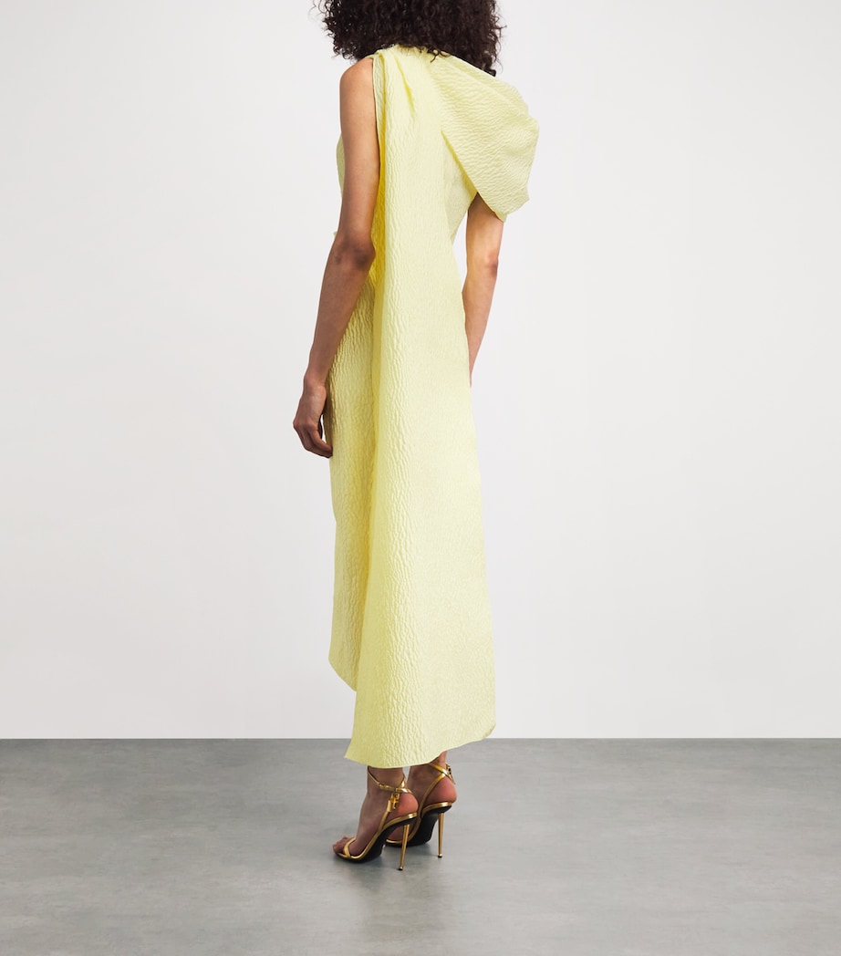 Roksanda Womens Cloqué One-Shoulder Maite Midi Dress Limoncello Image 4