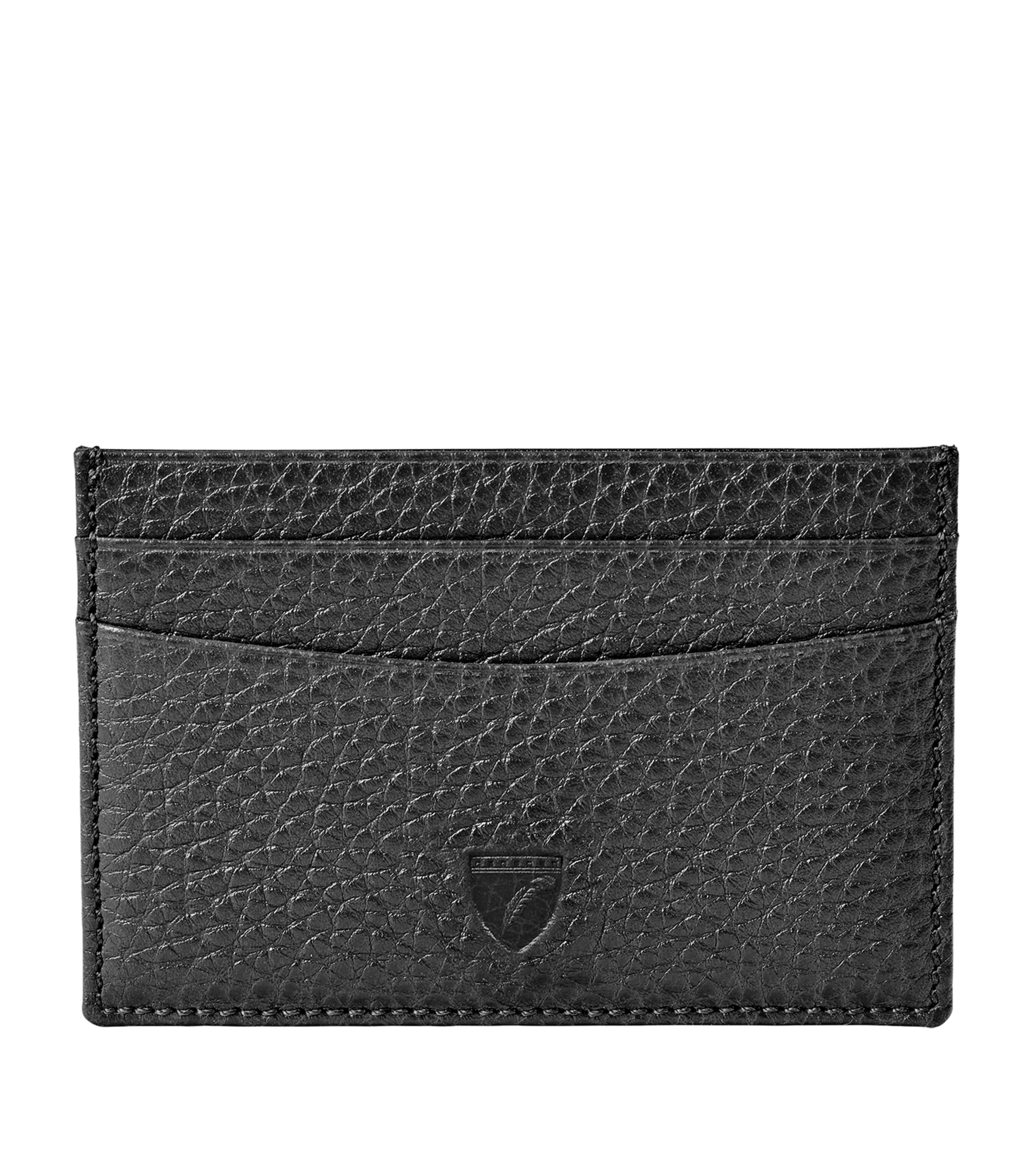 Aspinal Of London Leather Logo Card Holder In Black